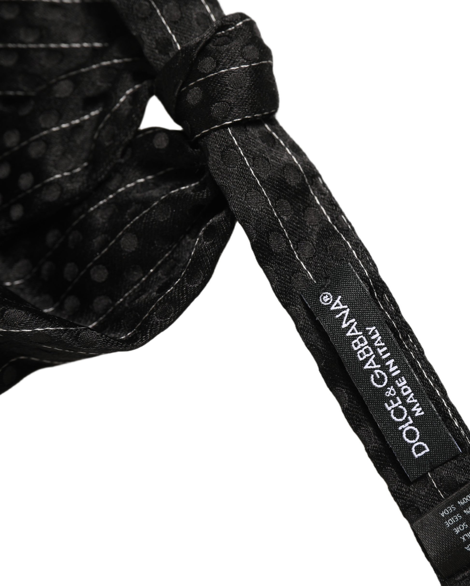 Men Black Pinstripe Silk Adjustable Neck Papillon Bow Tie