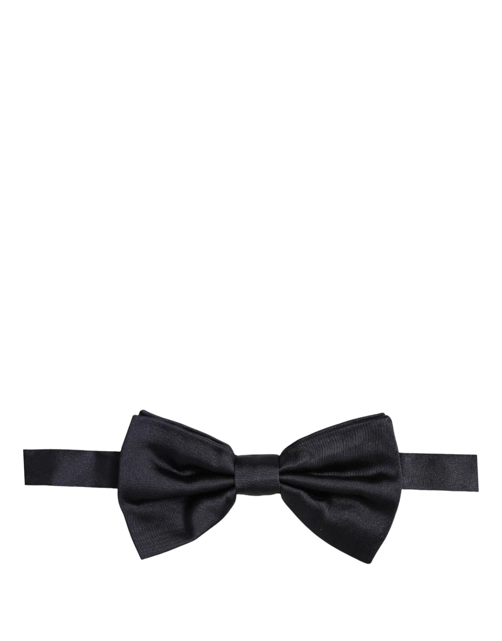 Men Black 100% Silk Adjustable Neck Papillon Bow Tie