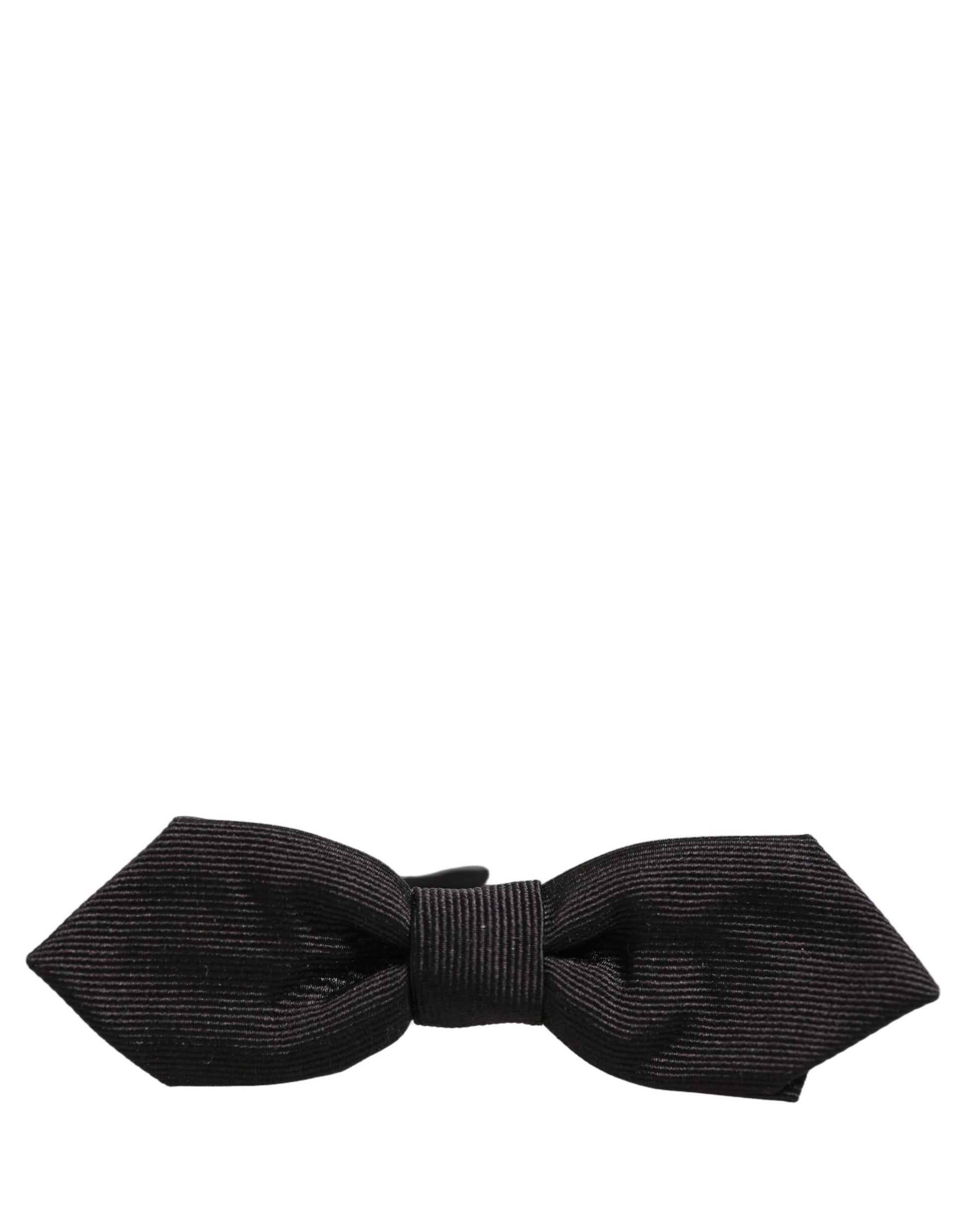 Men Black 100% Silk Adjustable Neck Papillon Bow Tie
