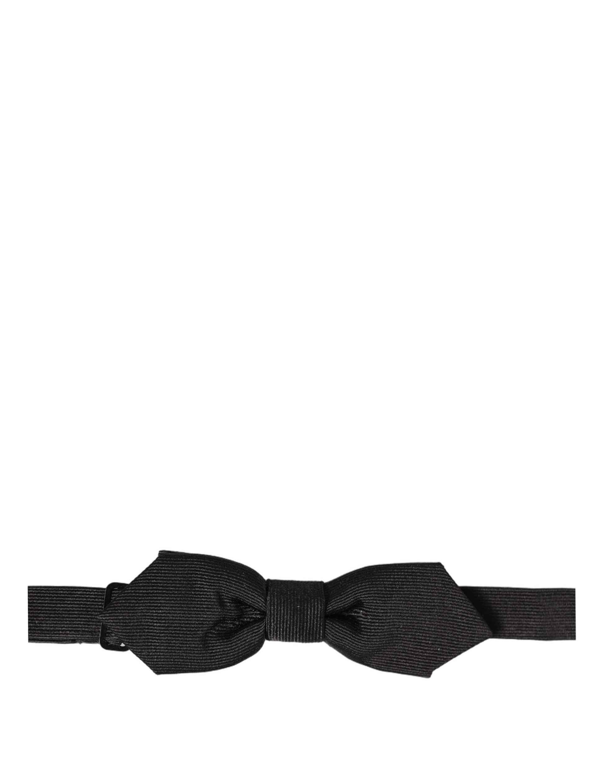 Men Black 100% Silk Adjustable Neck Papillon Bow Tie