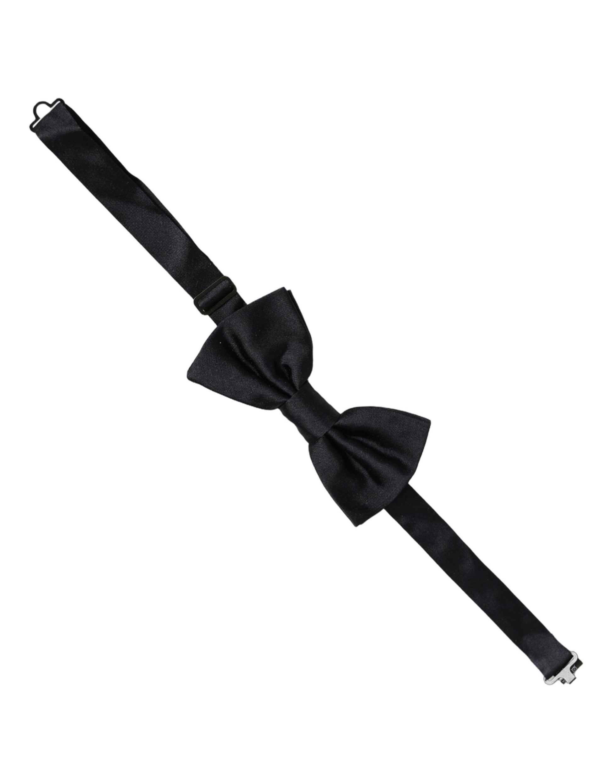 Men Black 100% Silk Adjustable Neck Papillon Bow Tie