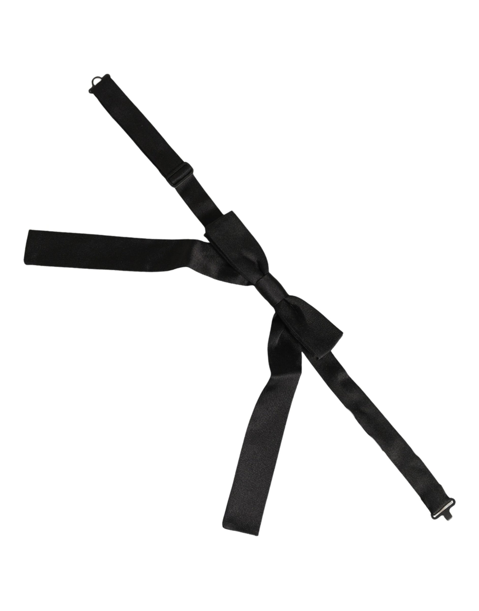 Men Black 100% SIlk Adjustable Neck Papillon Bow Tie