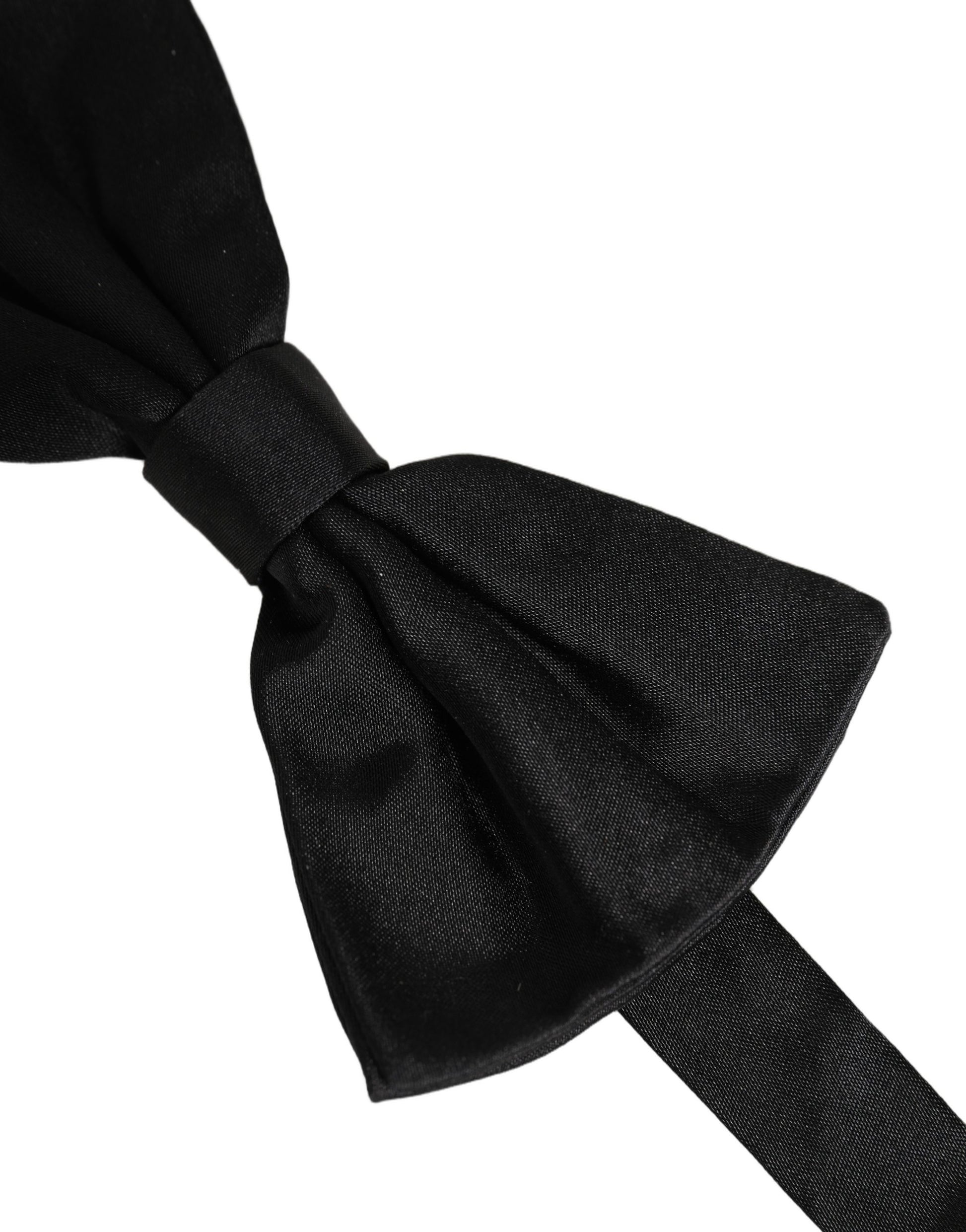 Men Black 100% Silk Adjustable Neck Papillon Bow Tie