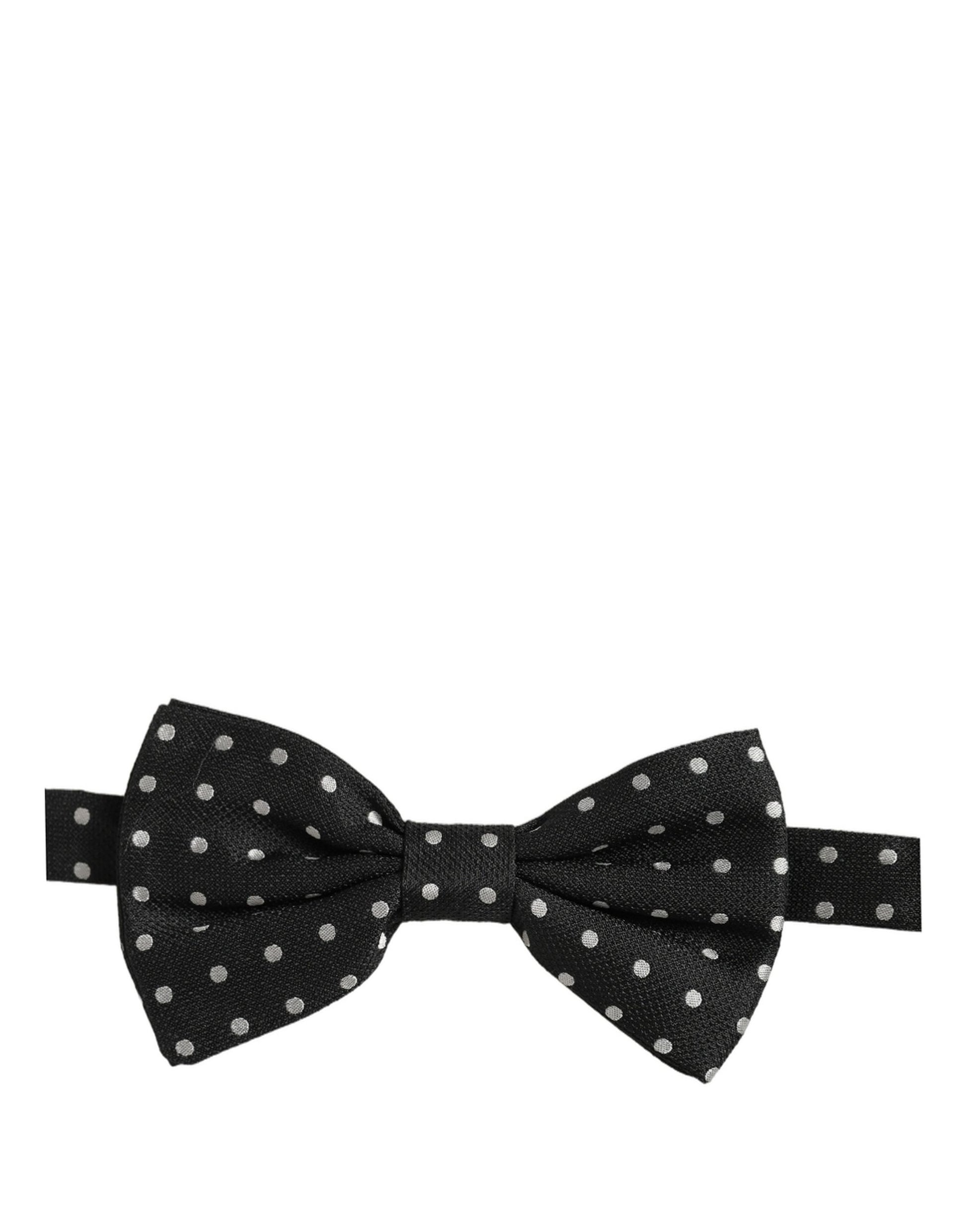 Black White Polka Dot Adjustable Neck Papillon Bow Tie