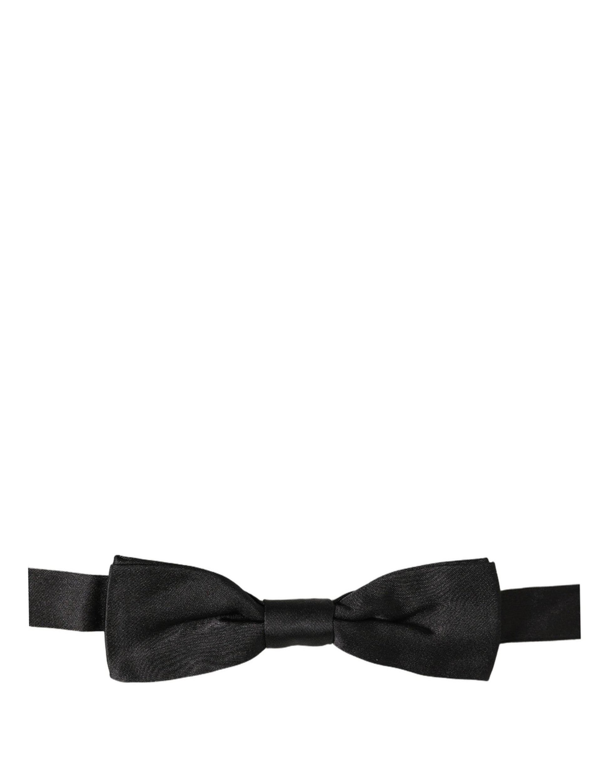 Men Black 100% Silk Adjustable Neck Papillon Bow Tie