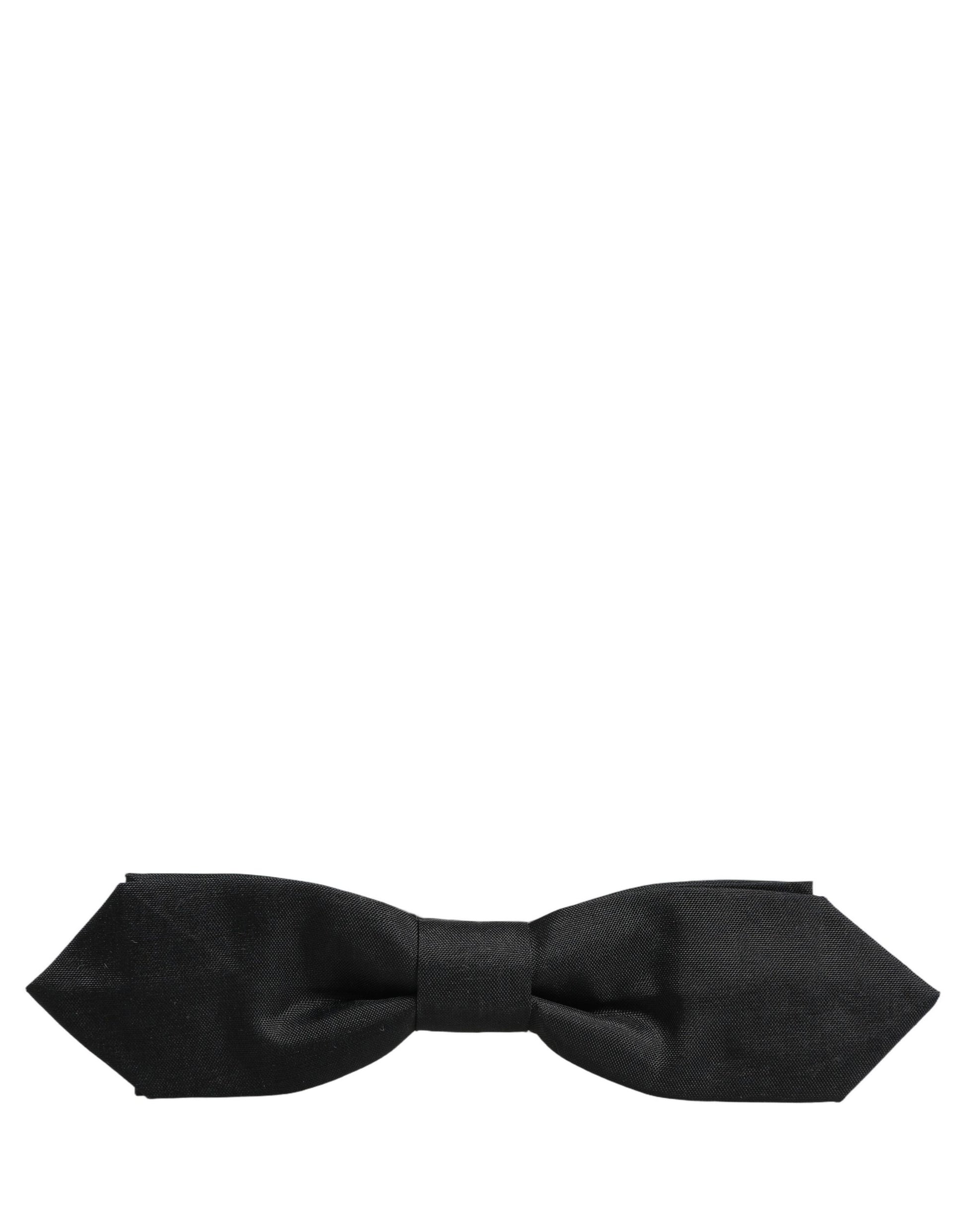 Men Black Polyester Adjustable Neck Papillon Bow Tie