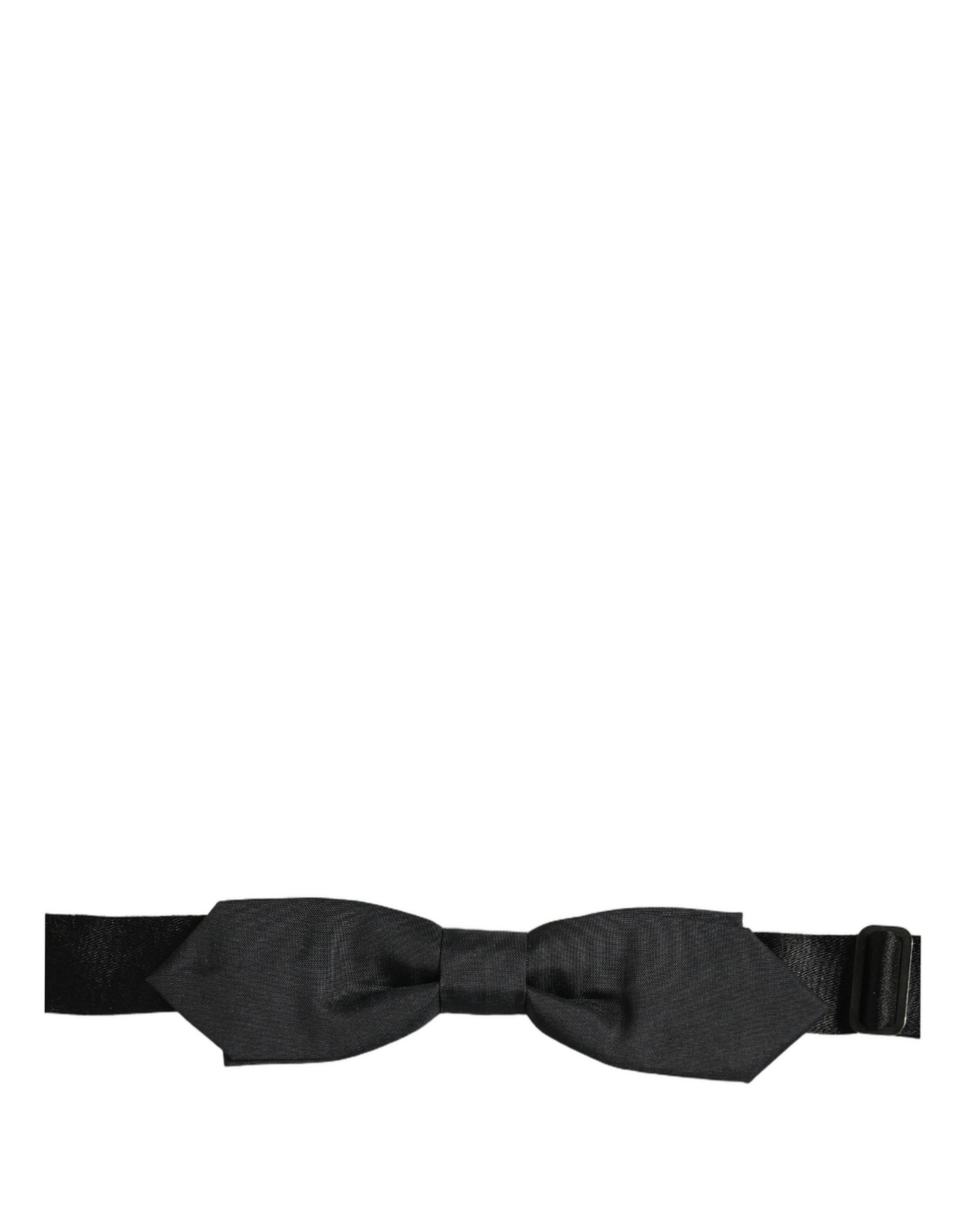 Men Black Polyester Adjustable Neck Papillon Bow Tie