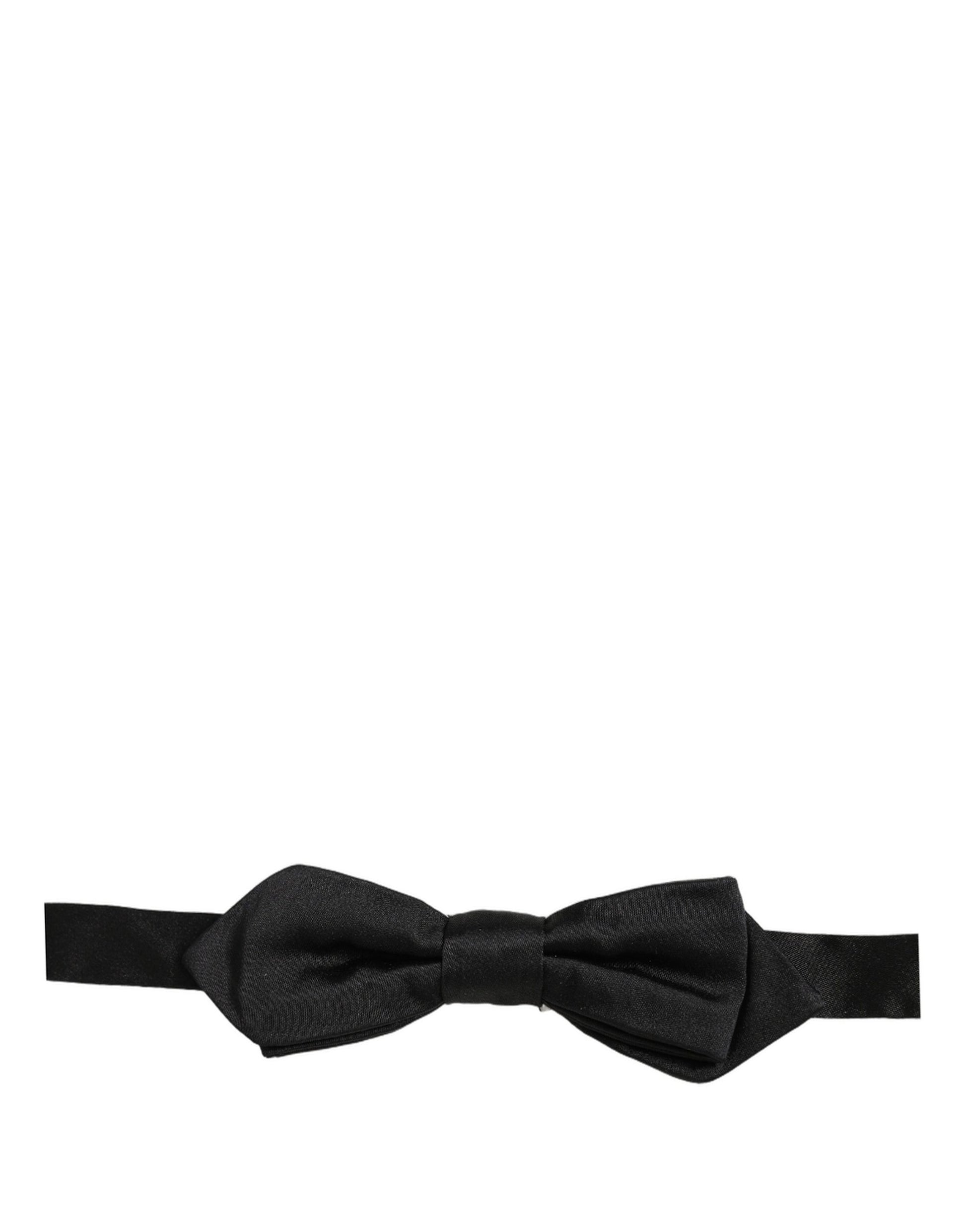 Men Black 100% Silk Adjustable Neck Papillon Bow Tie