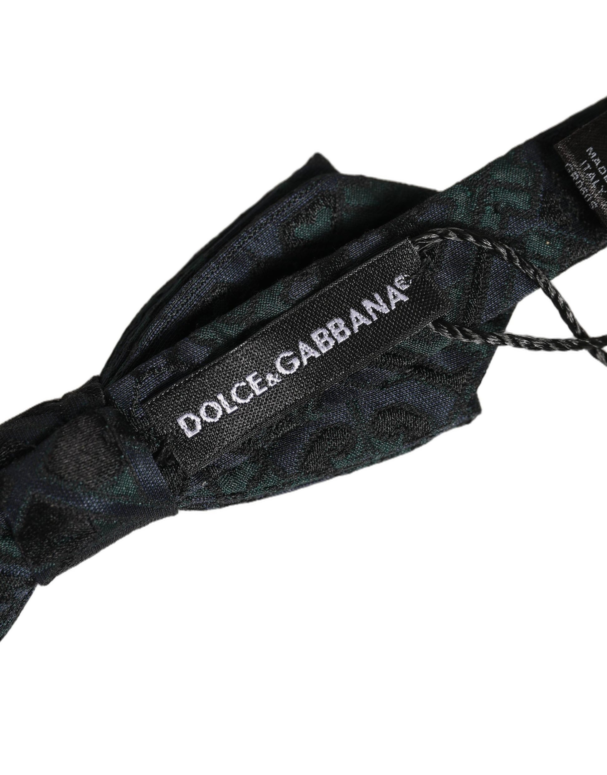 Men Black Green Paisley Adjustable Neck Papillon Bow Tie