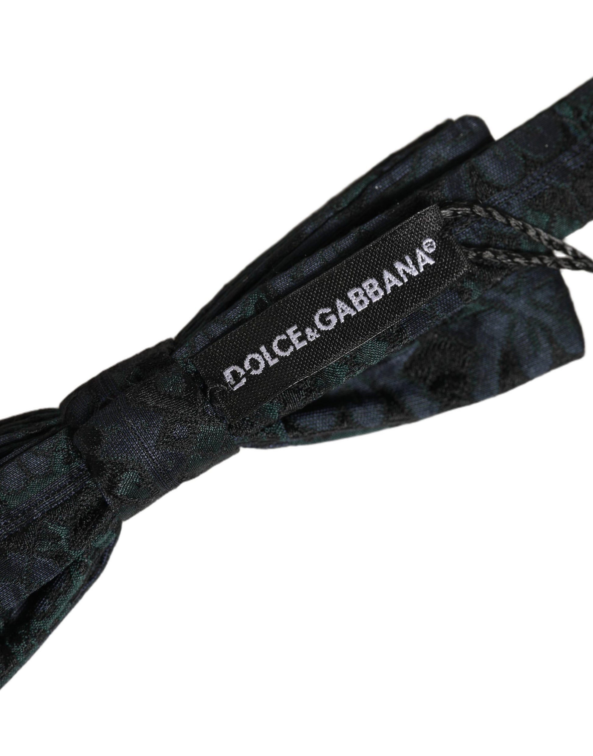 Men Black Green Paisley Adjustable Neck Papillon Bow Tie