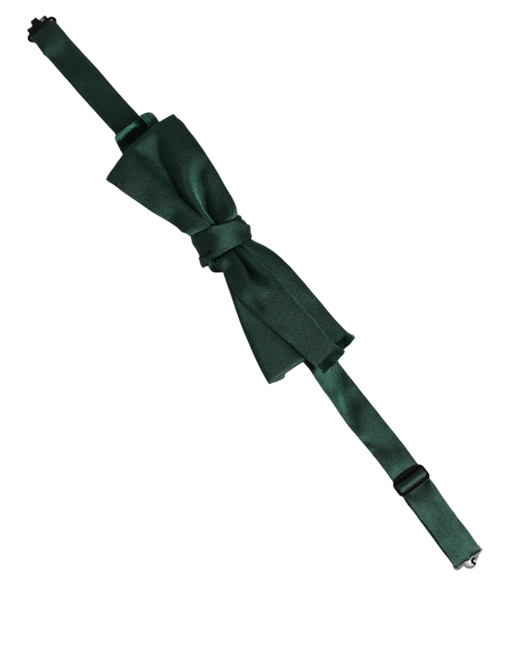 Men Dark Green Silk Adjustable Neck Papillon Bow Tie