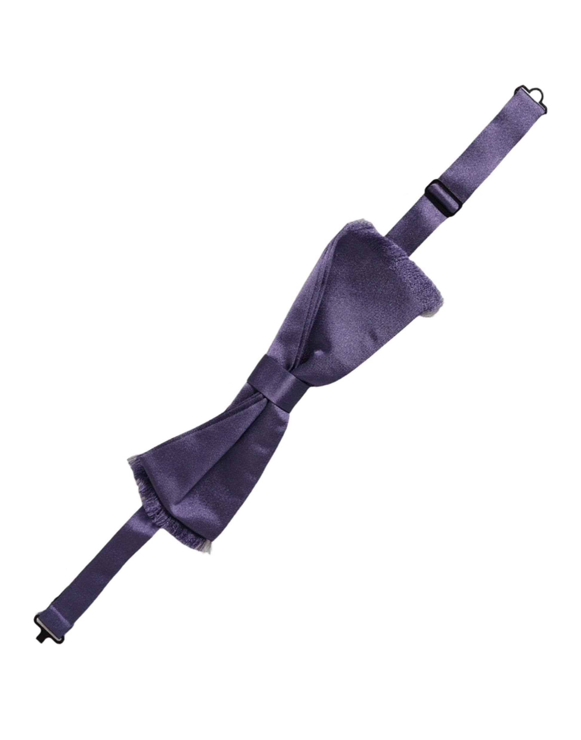 Men Purple 100% Silk Adjustable Neck Papillon Bow Tie