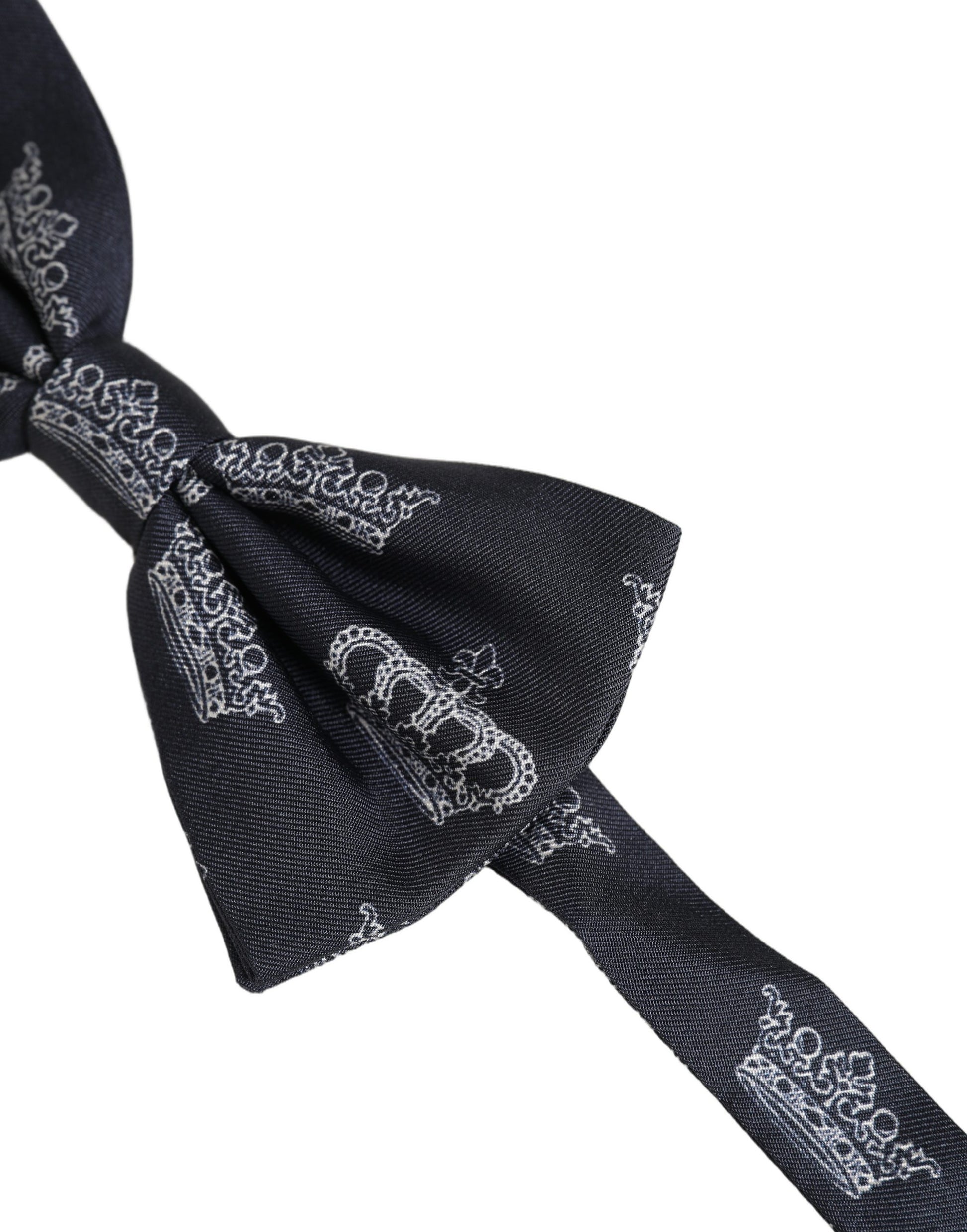 Men Black Crown Silk Adjustable Neck Papillon Bow Tie