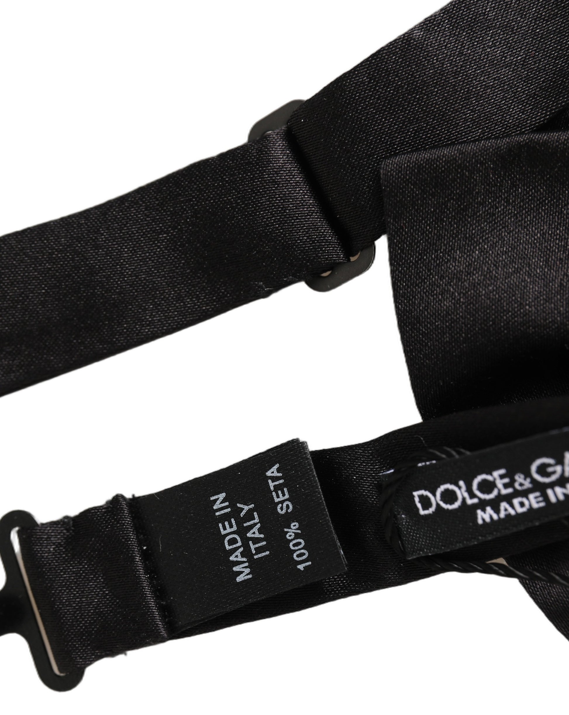 Men Black 100% Silk Adjustable Neck Papillon Bow Tie