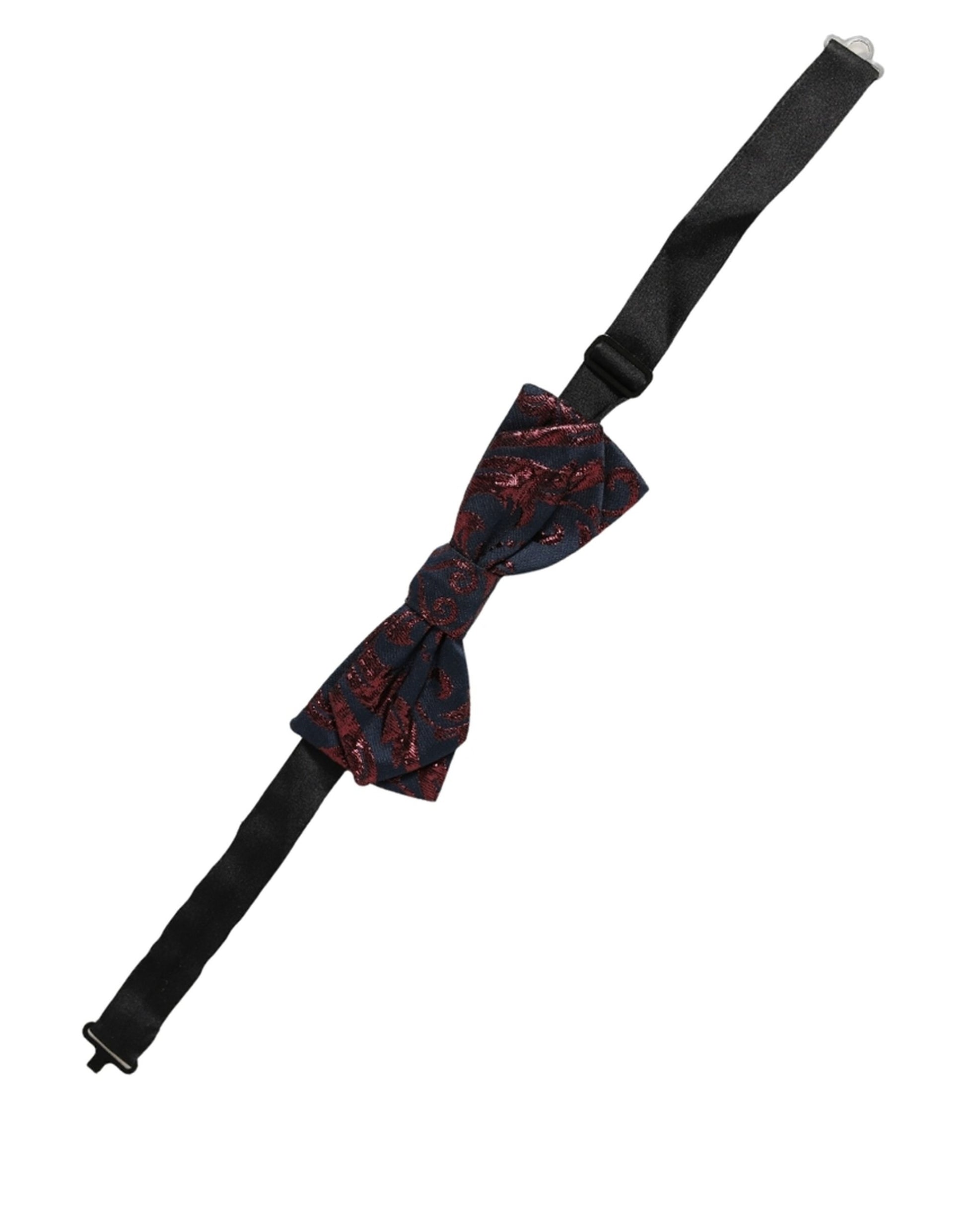 Men Blue Red Paisley Adjustable Neck Papillon Bow Tie