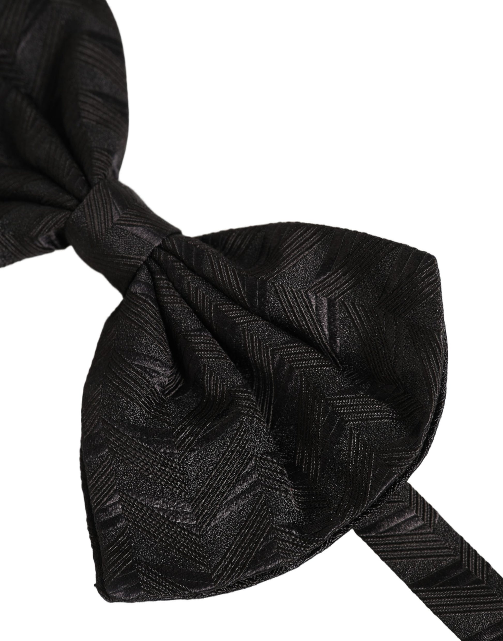 Men Black Patterned Adjustable Neck Papillon Bow Tie