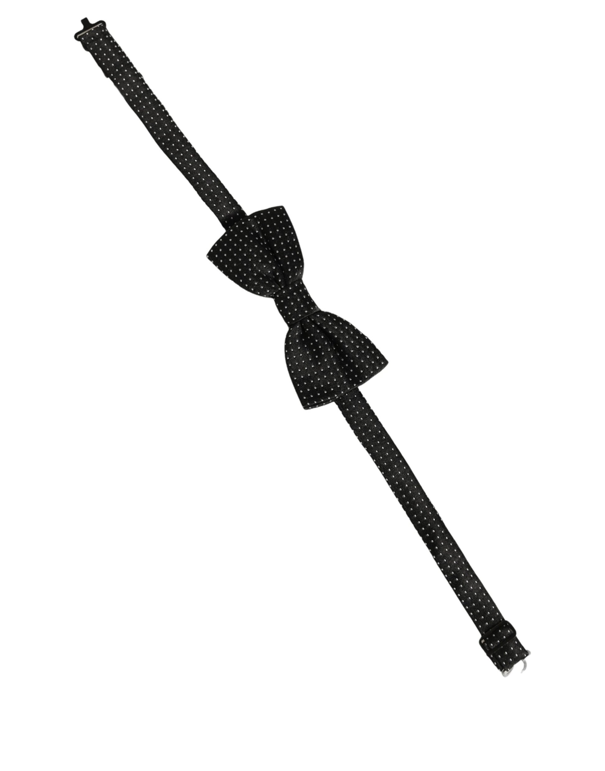 Men Black White PolkaDot Adjustable Bow Tie