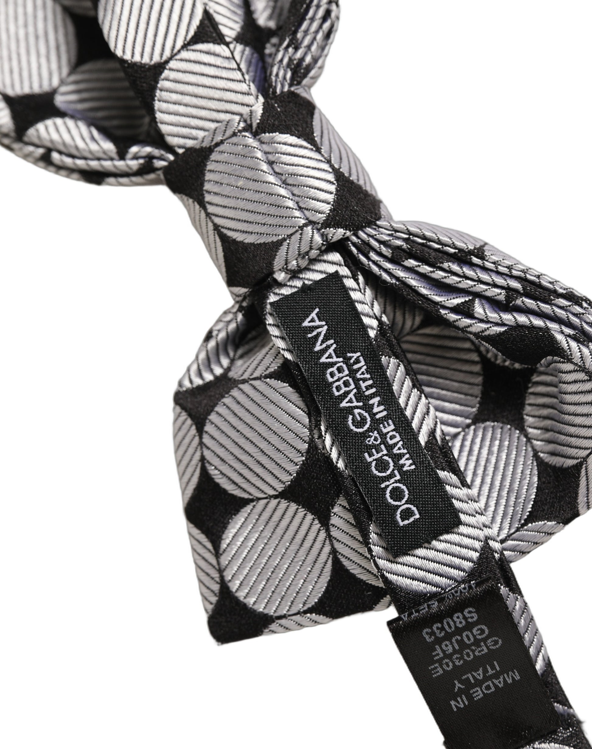 Men Black Silver Circles Adjustable Neck Papillon Bow Tie