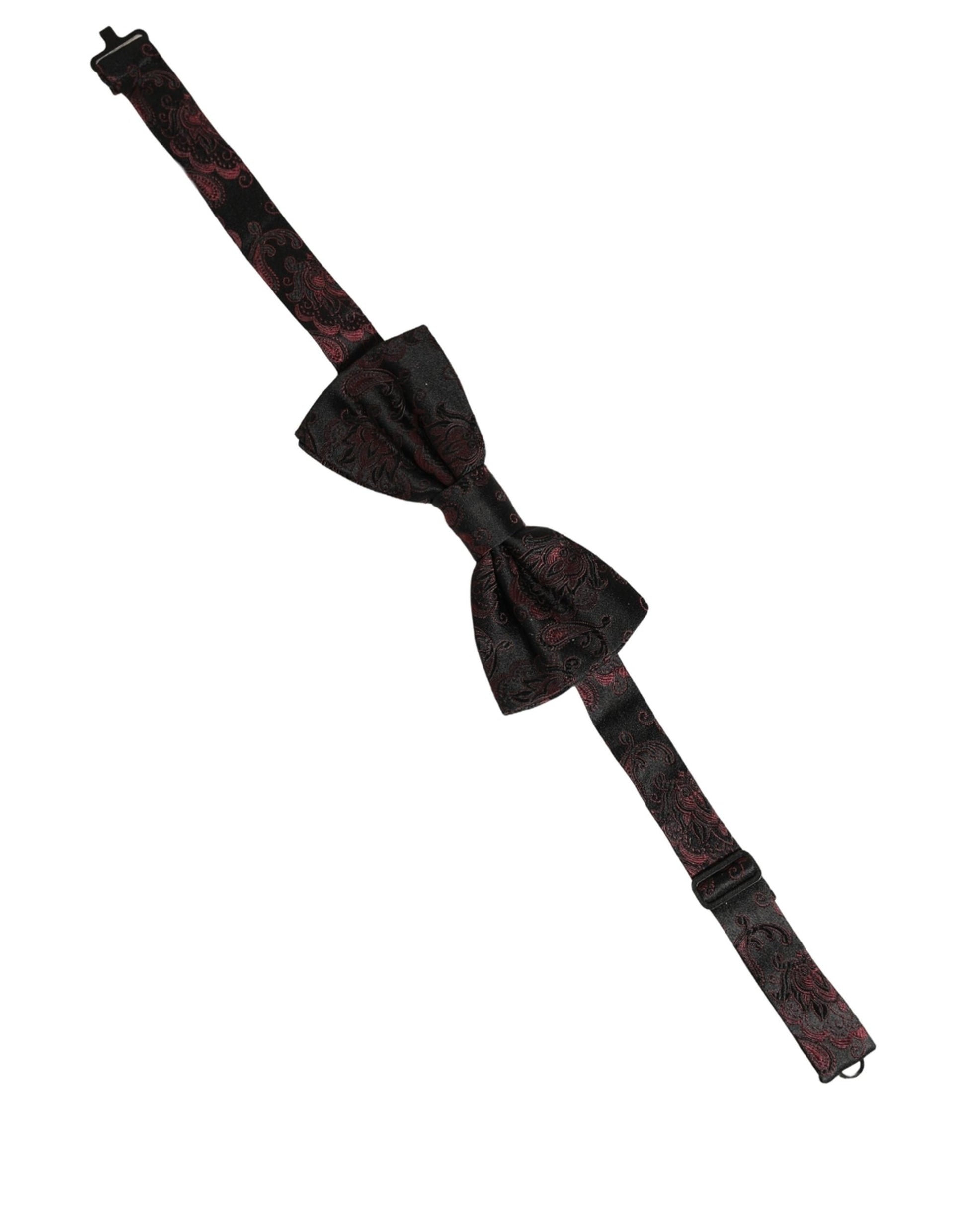 Burgundy Paisley Silk Adjustable Neck Papillon Bow Tie