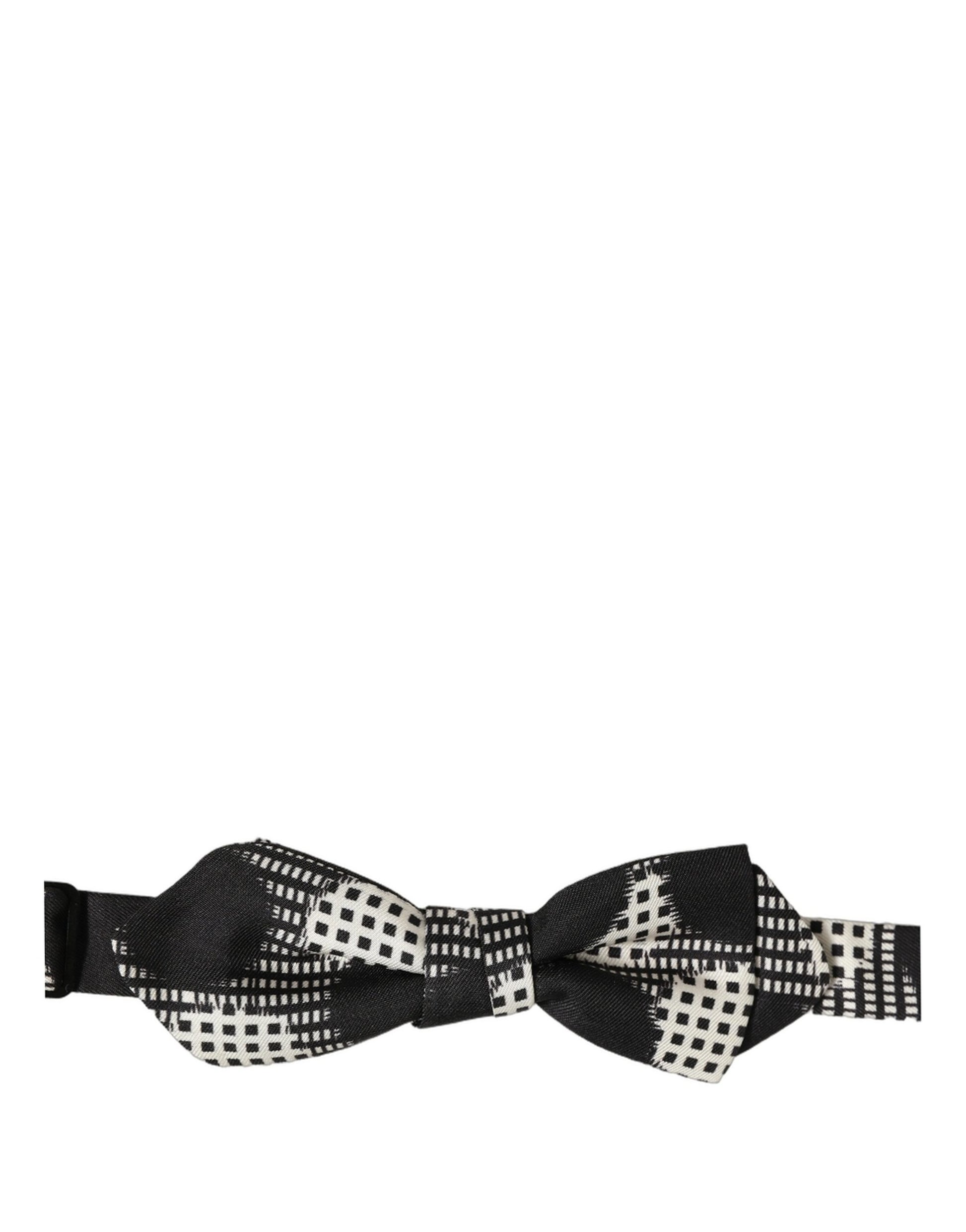 Black White Checkered Adjustable Neck Papillon Bow Tie