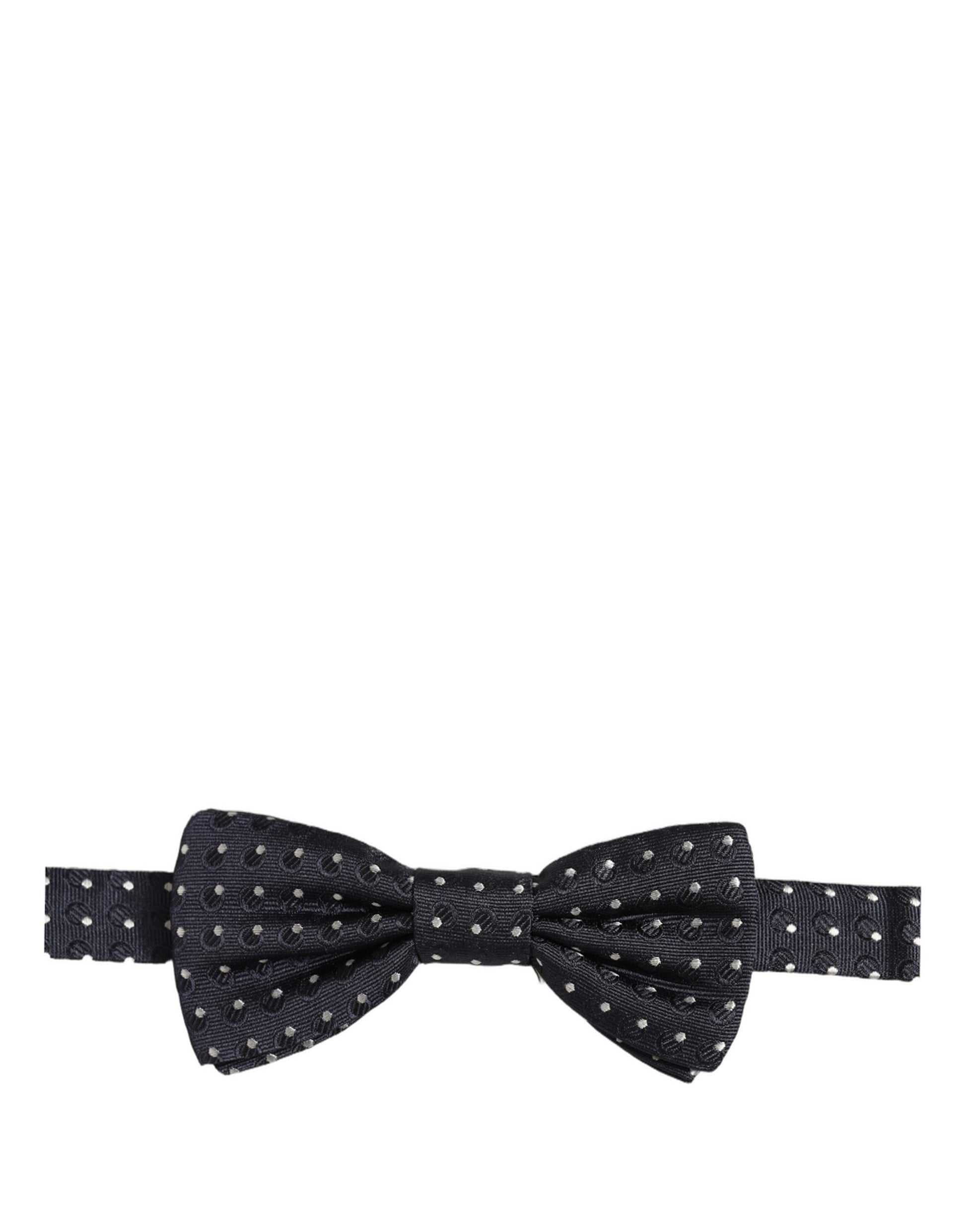 Black White Polka Dot Adjustable Neck Papillon Bow Tie
