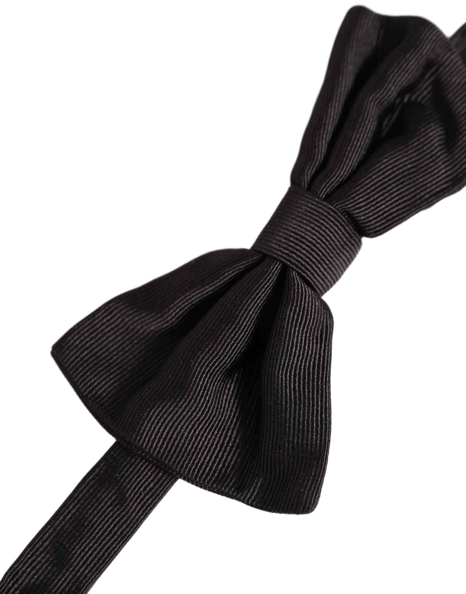 Men Black 100% Silk Adjustable Neck Papillon Bow Tie