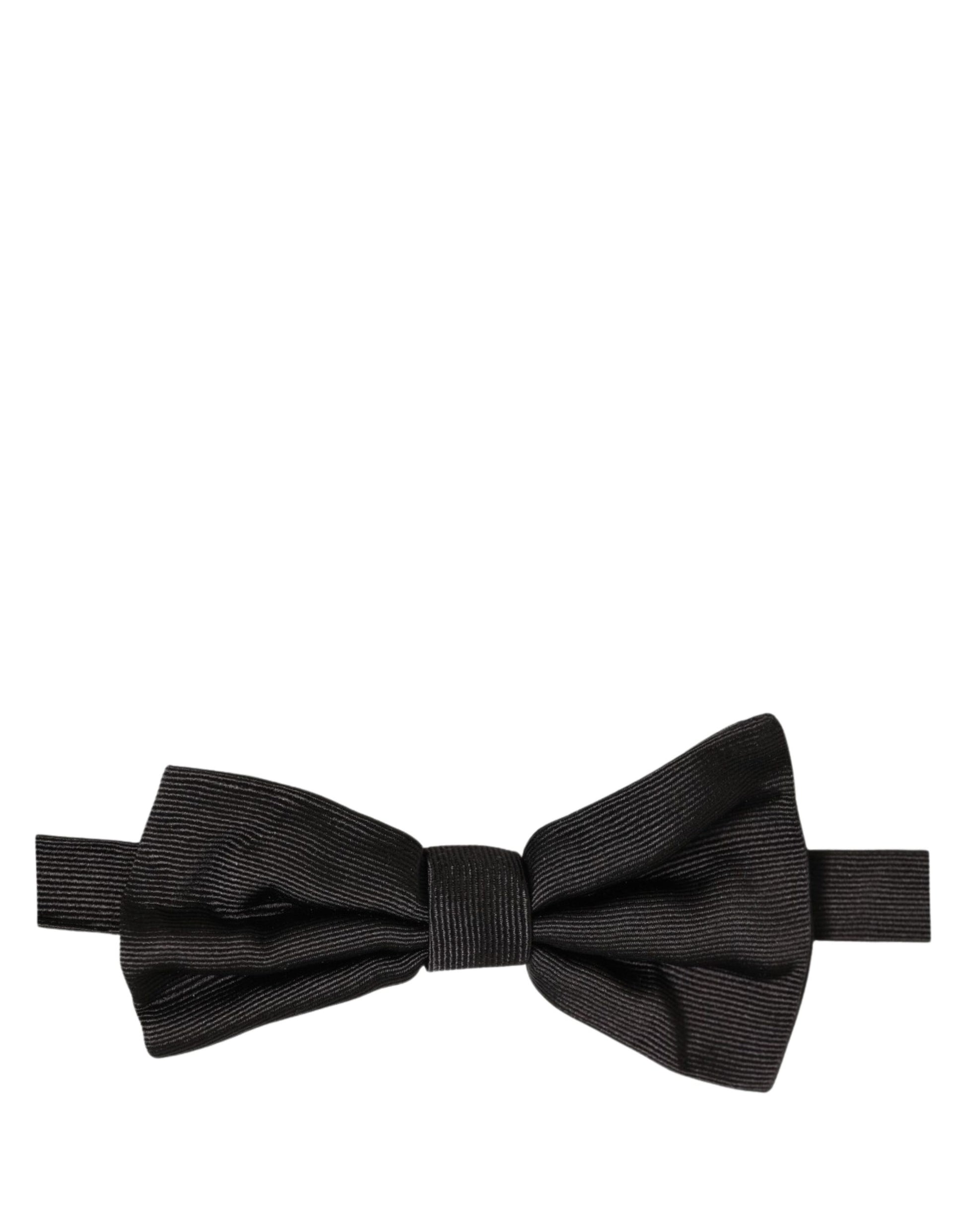 Men Black 100% Silk Adjustable Neck Papillon Bow Tie