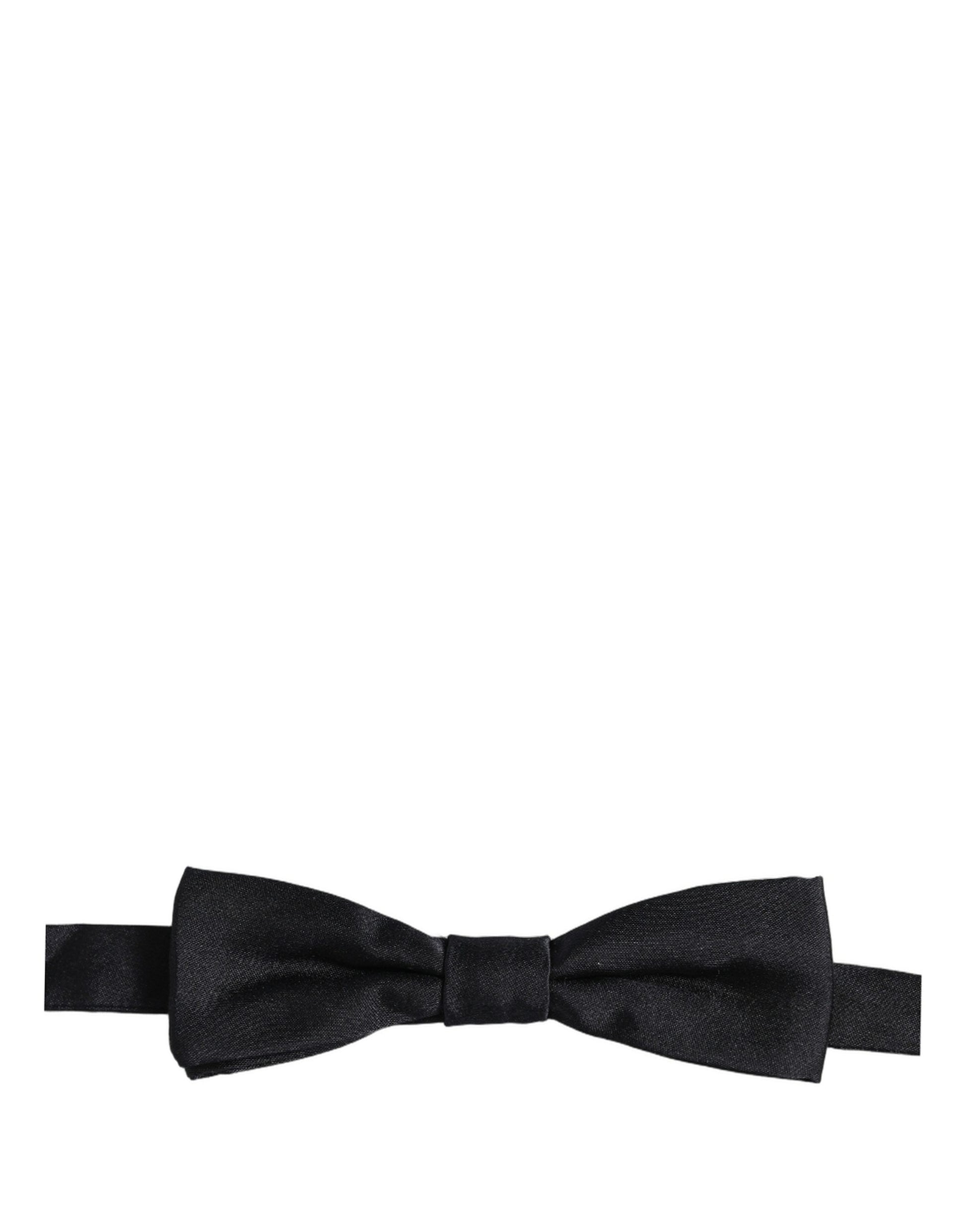 Men Black 100% Silk Adjustable Neck Papillon Bow Tie