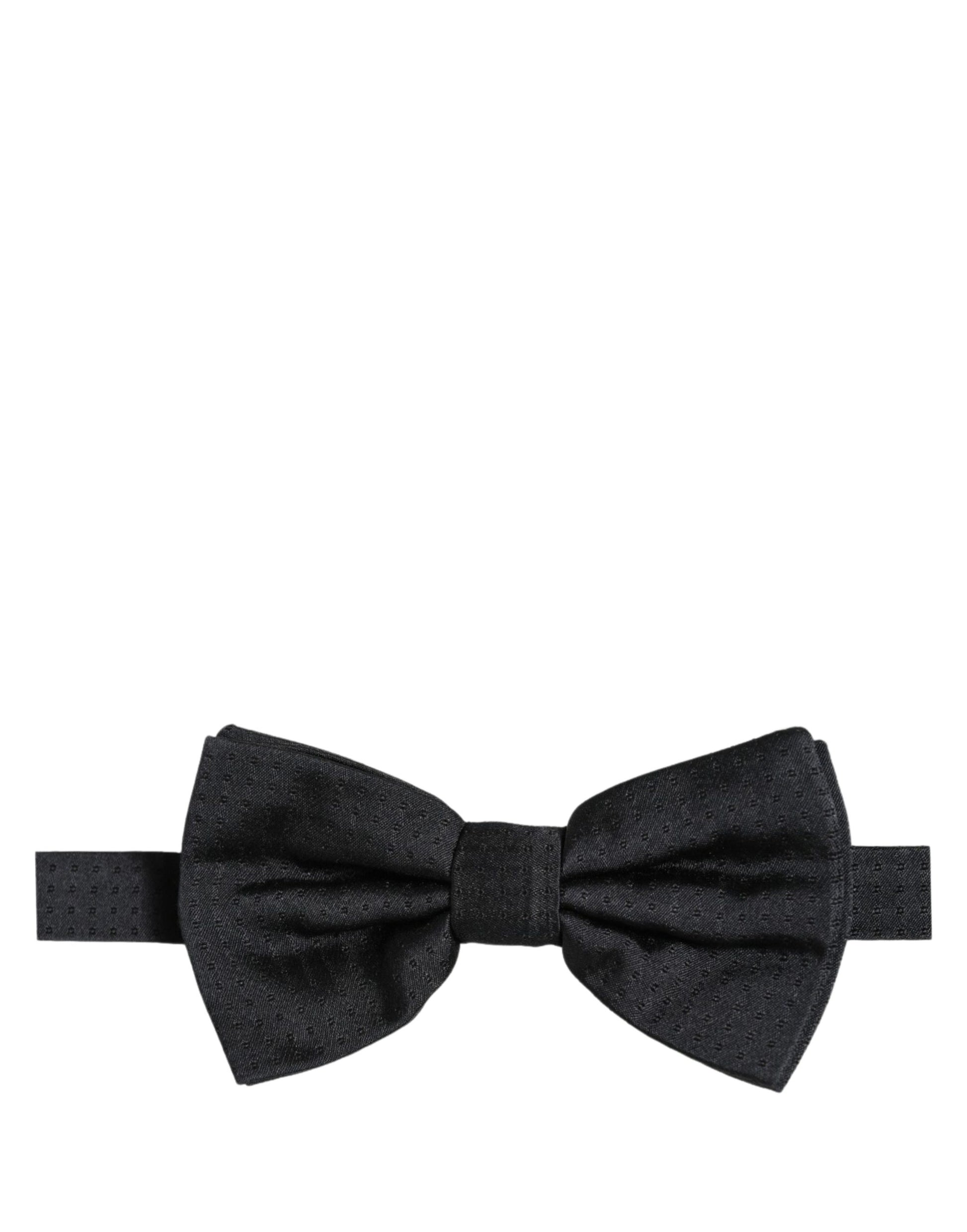 Men Black 100% Silk Adjustable Neck Papillon Bow Tie