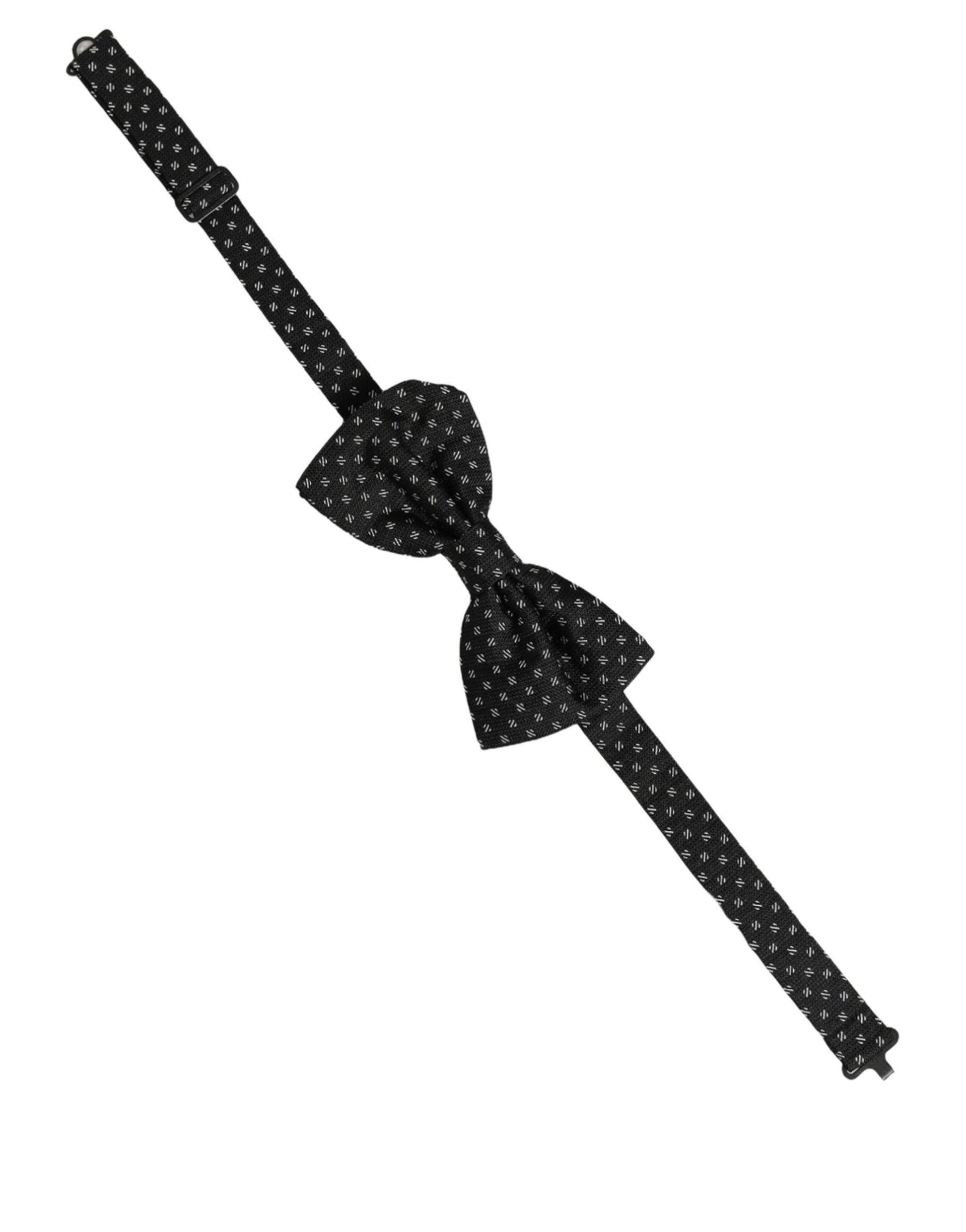 Men Black Patterned Adjustable Neck Papillon Bow Tie