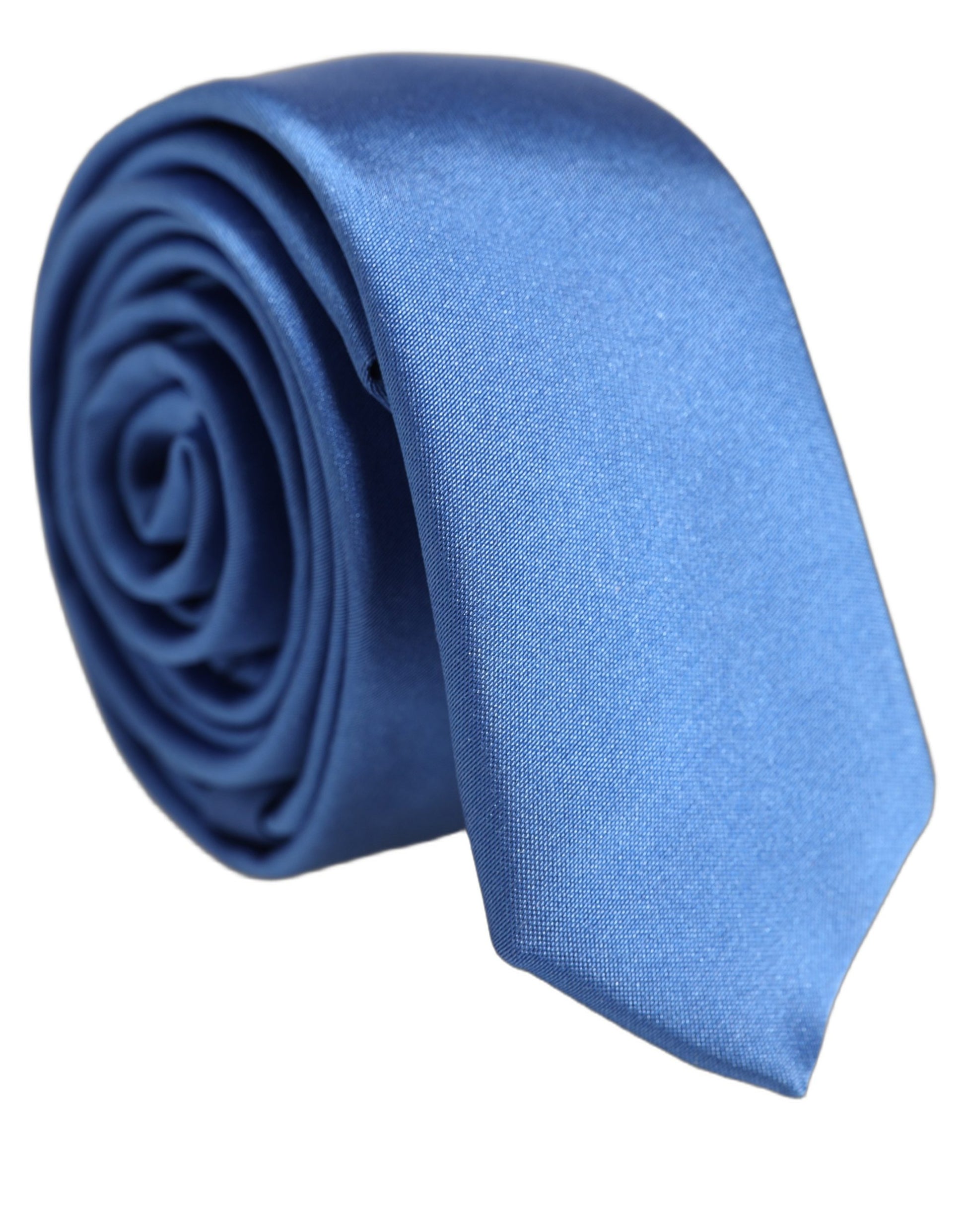 Men Blue 100% Silk Satin Adjustable Tied Necktie Tie