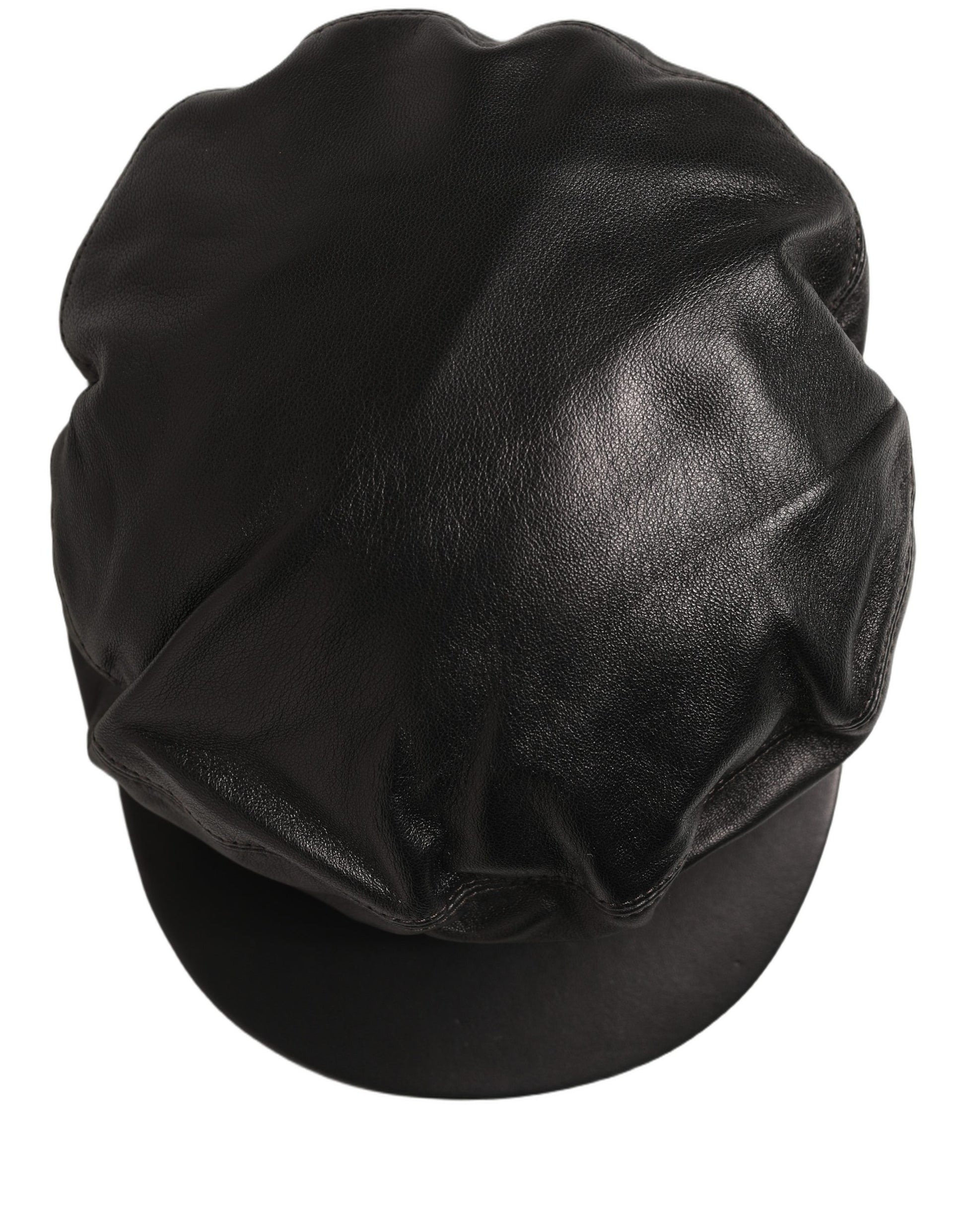 Black Lambskin Leather Newsboy Capello Hat