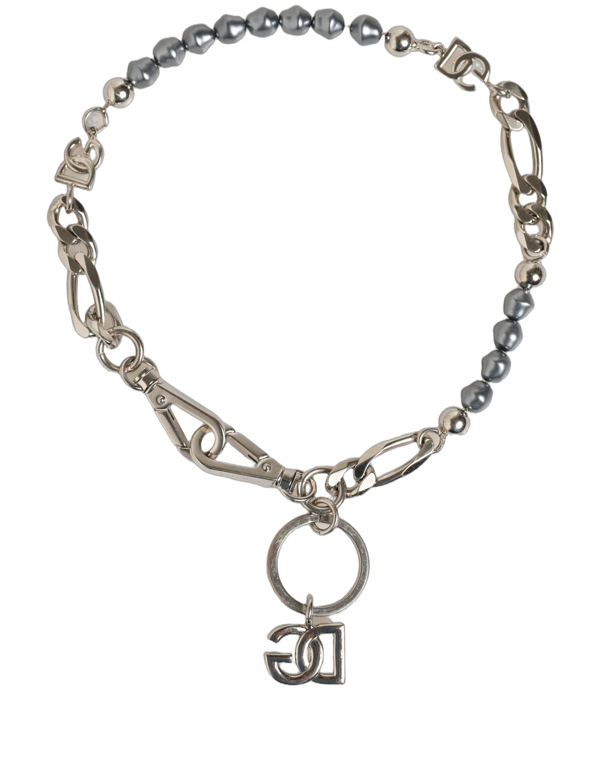 Silver Tone Chain Signature DG Logo Pendant Necklace