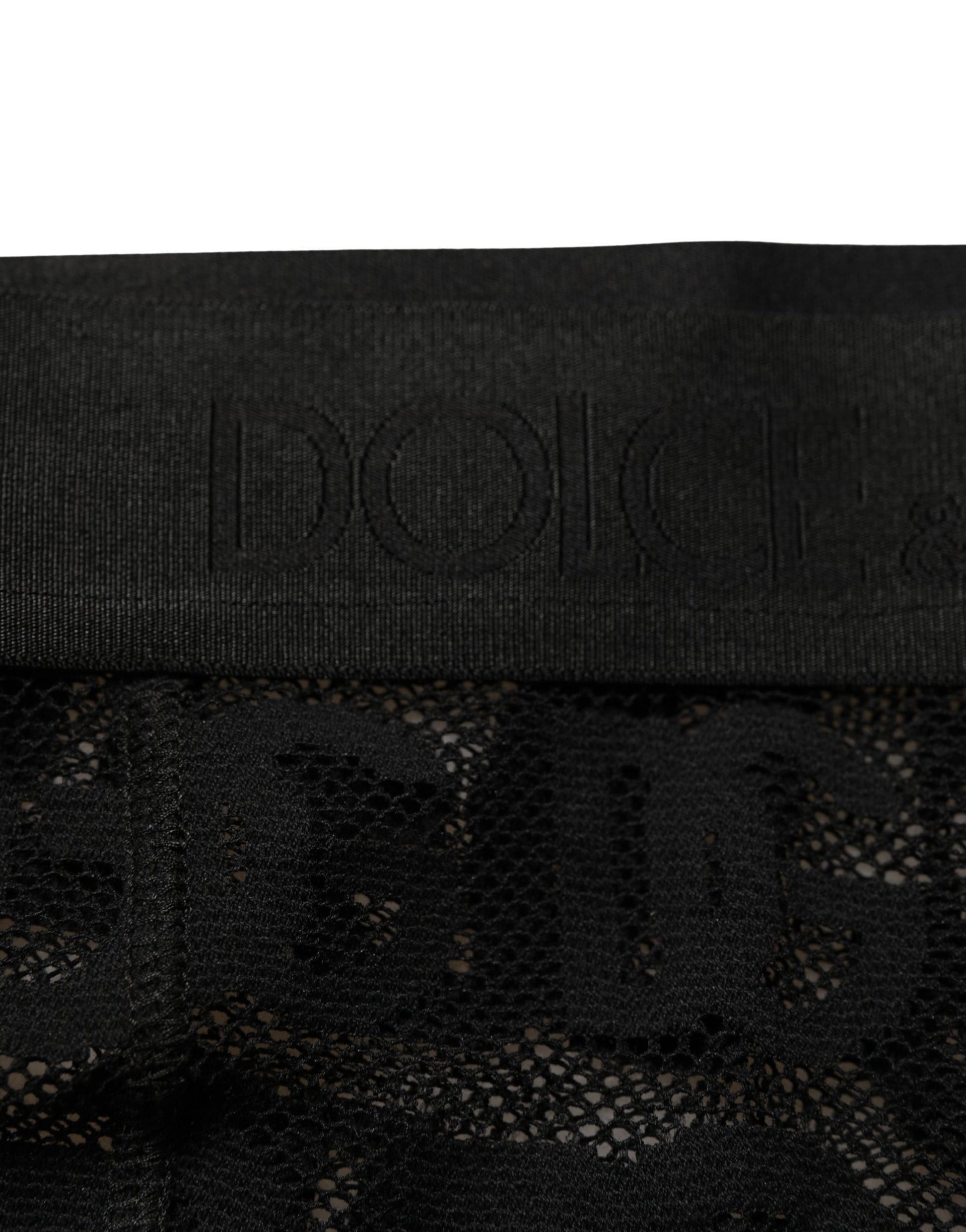 Black All Over Logo Print Sheer Pantyhose Underwear