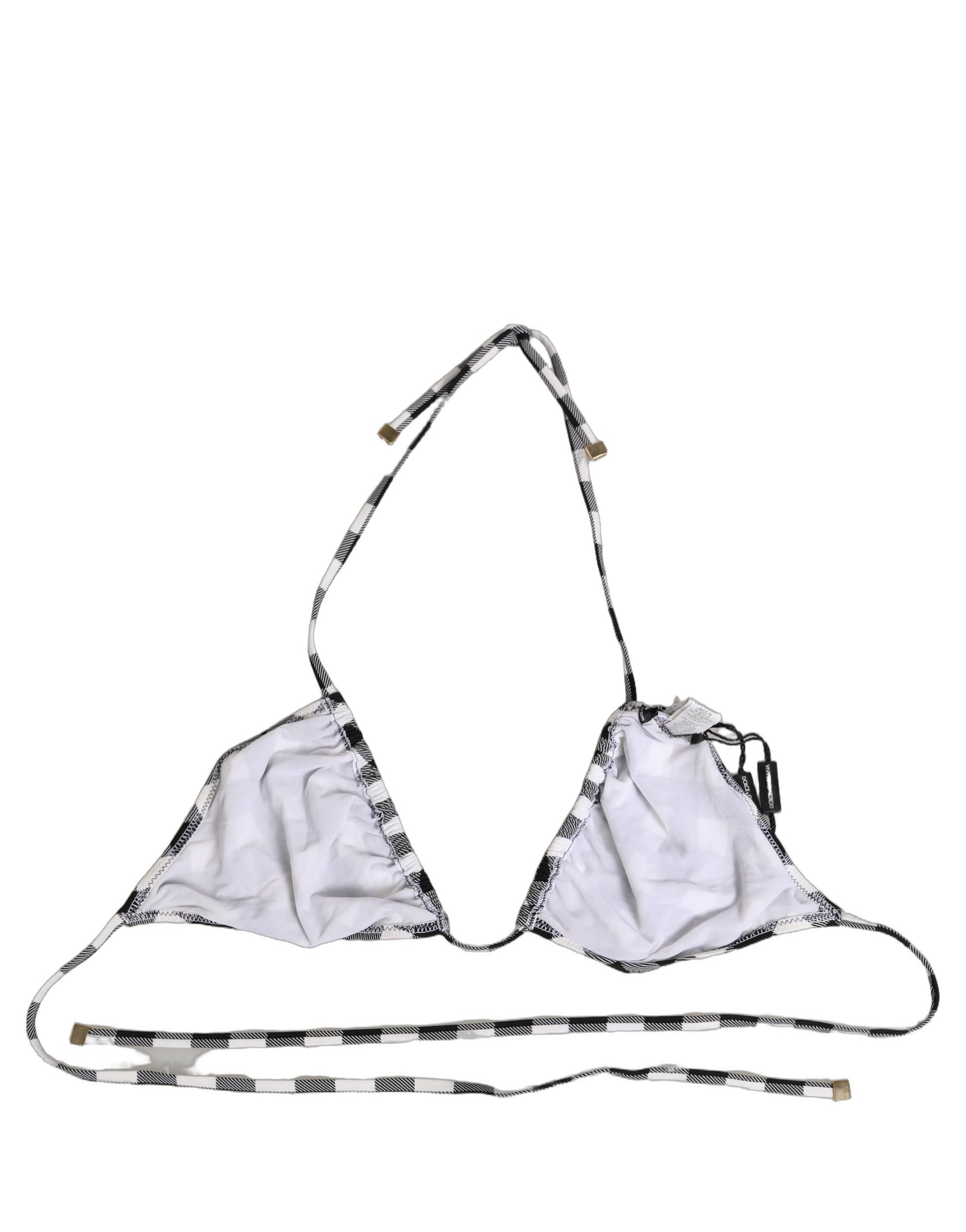 Black White Checkered Halter Beachwear Bikini Top