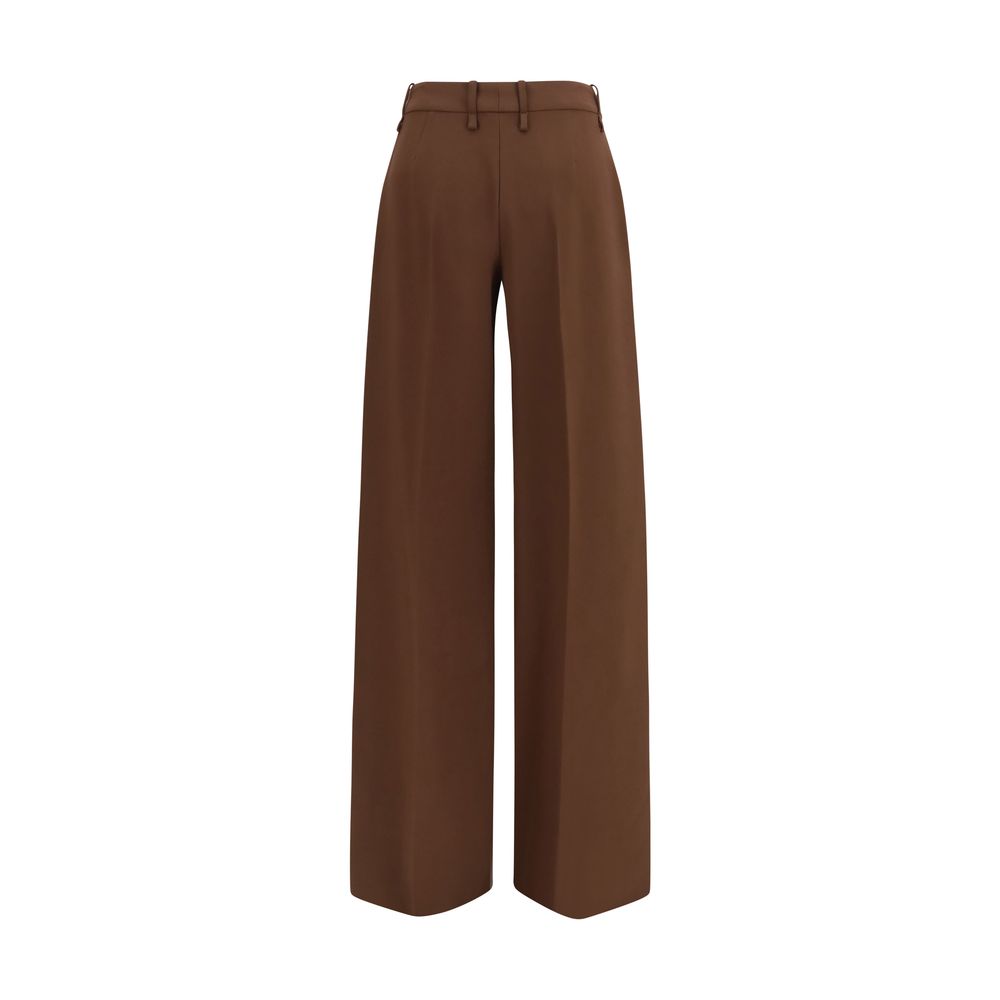 Brown Viscose Flared Pants