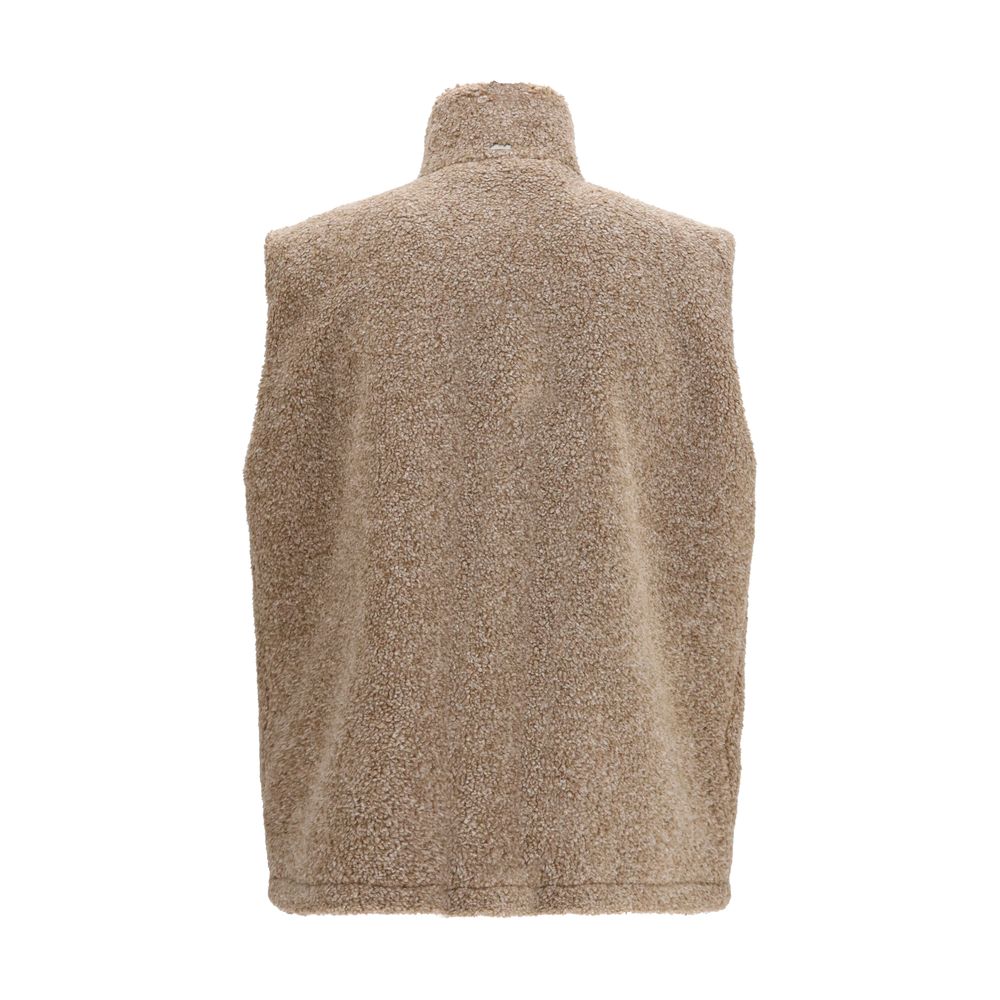 Beige Polyester Sleeveless Jacket