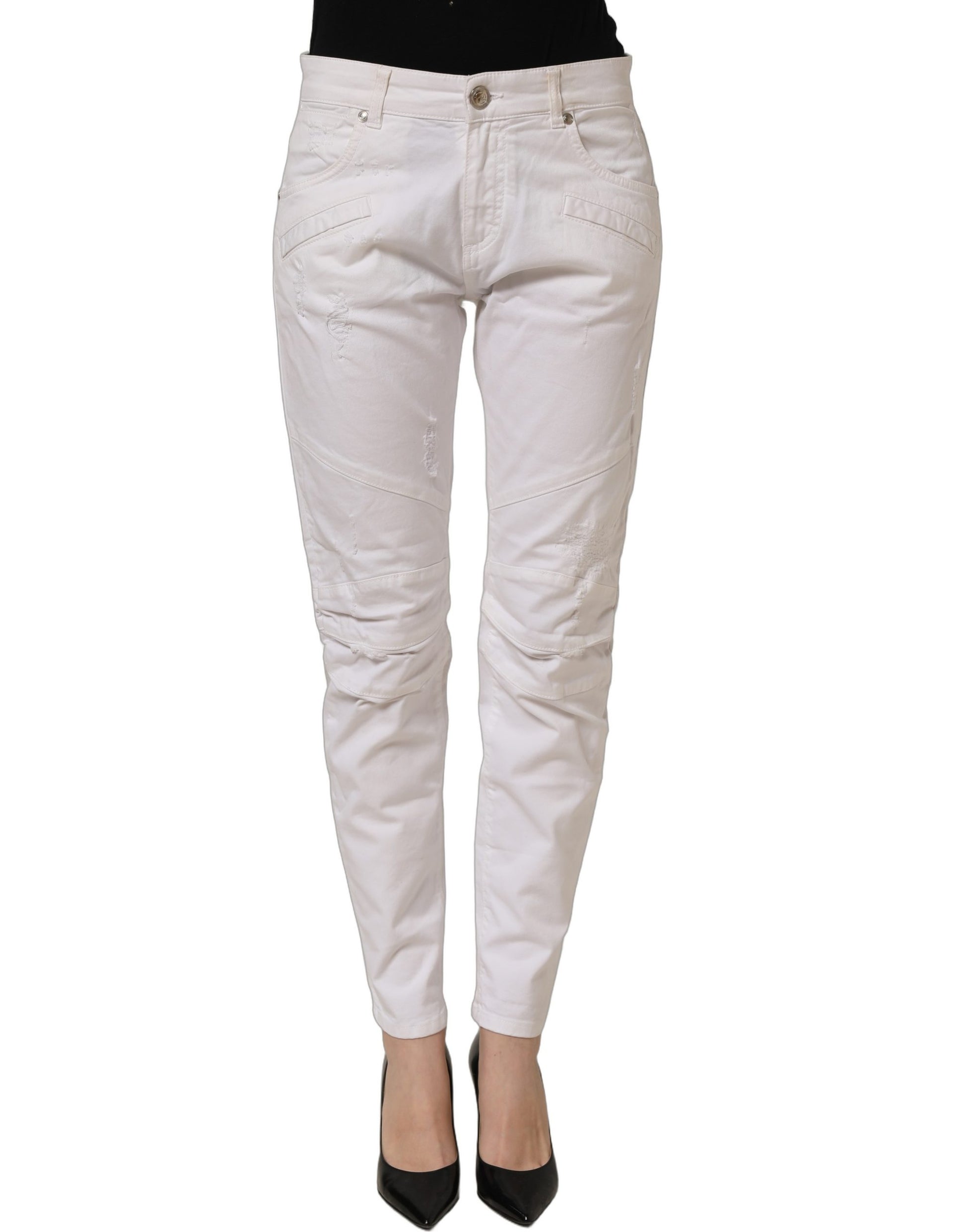 White Cotton Stretch Skinny Denim Trouser Jeans