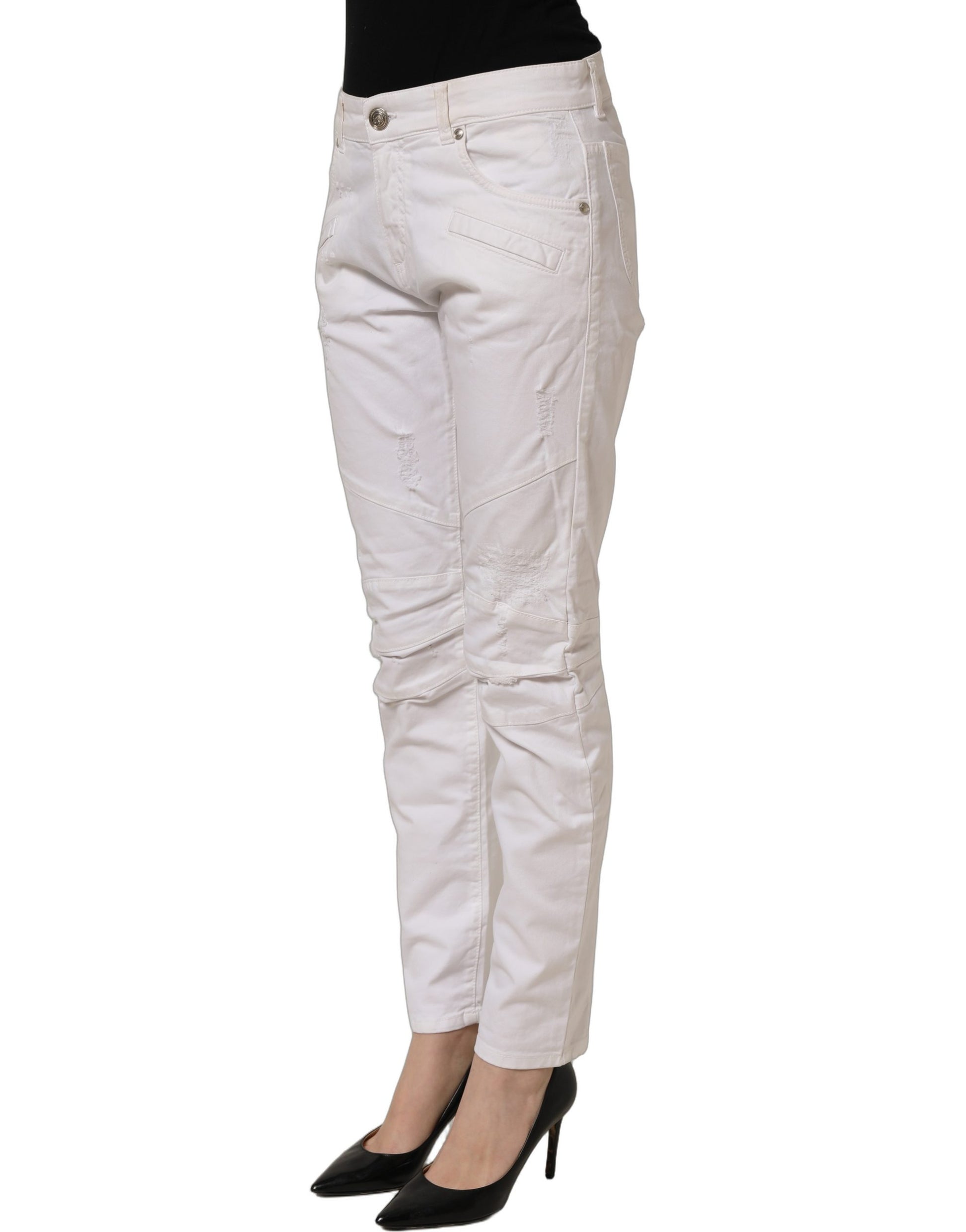 White Cotton Stretch Skinny Denim Trouser Jeans