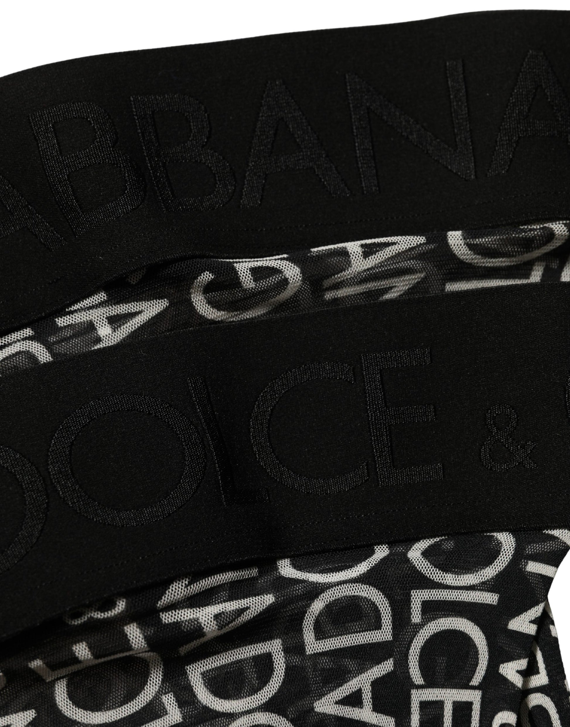 Black Sheer Logo Monogram High Stockings Socks