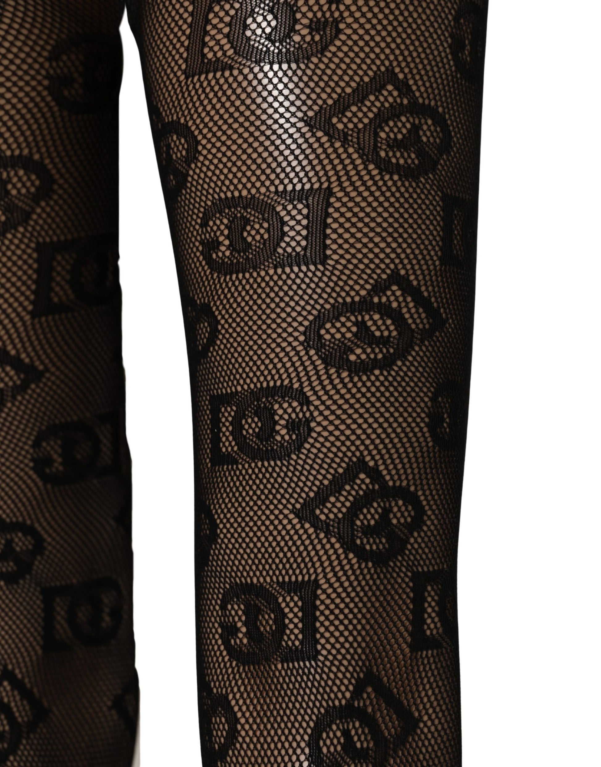 Black All Over Print Sheer Stretch Tights Socks