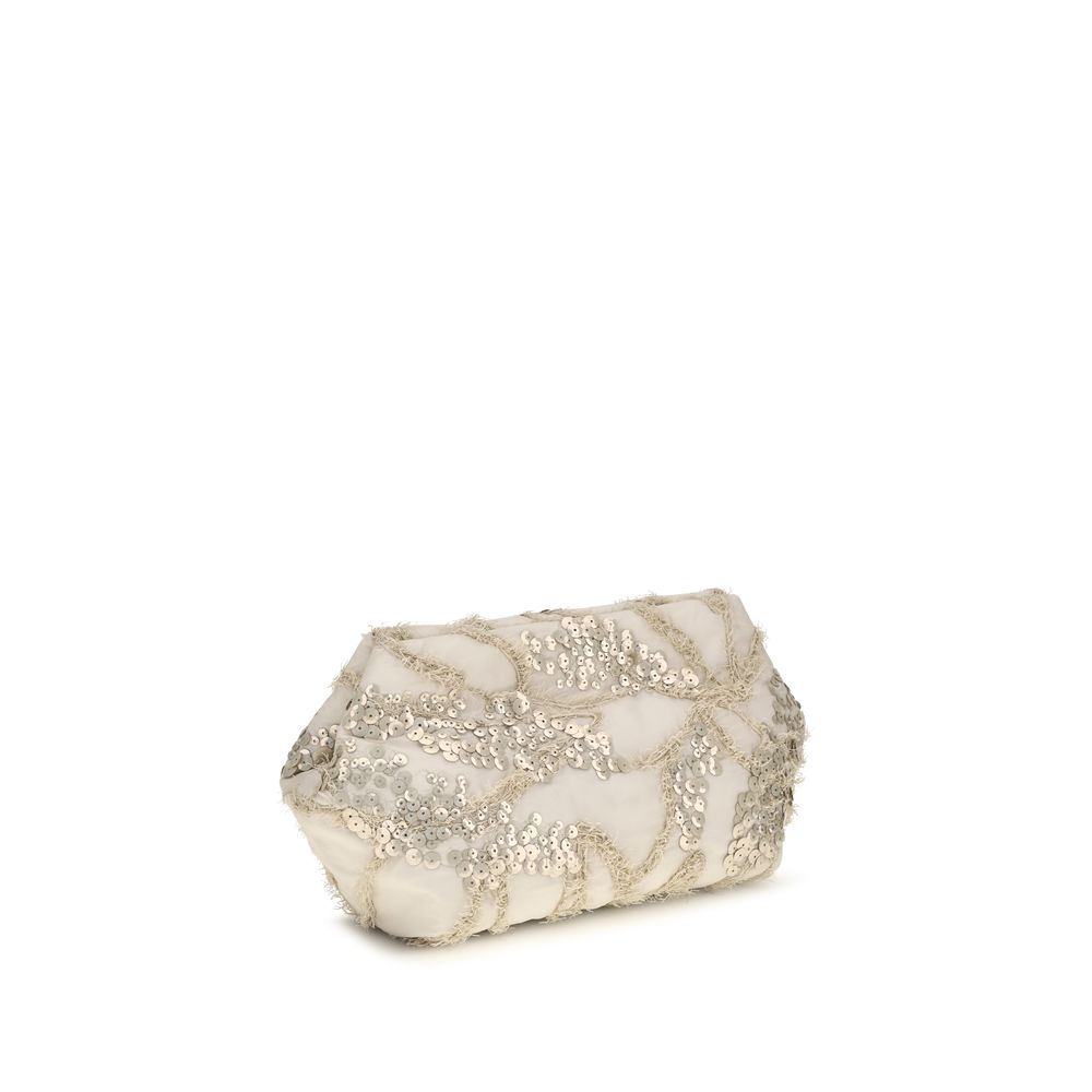 Beige Silk Shoulder Bag