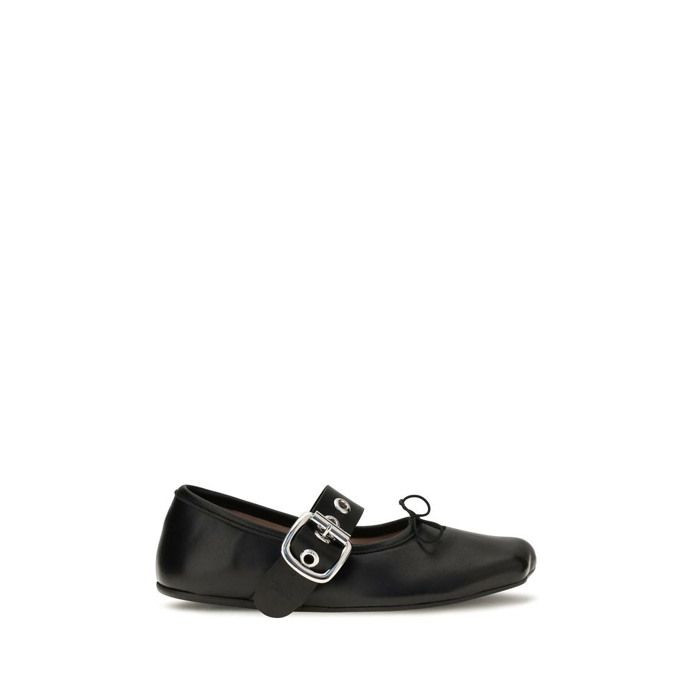 Black Calf Leather Bos Taurus Ballet Flats