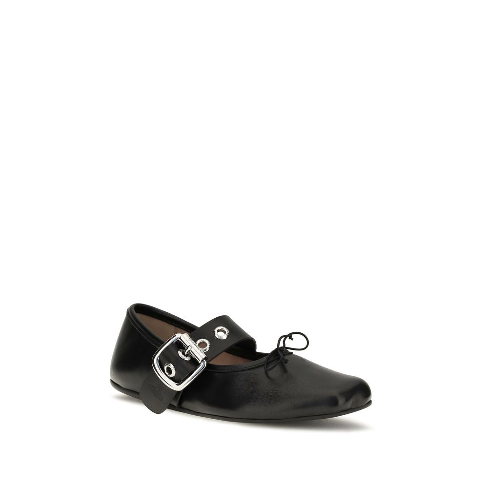 Black Calf Leather Bos Taurus Ballet Flats