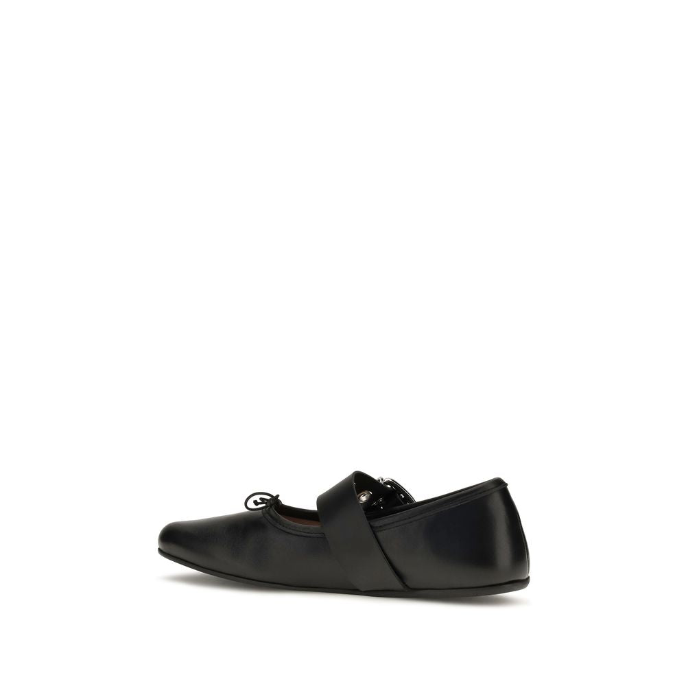 Black Calf Leather Bos Taurus Ballet Flats