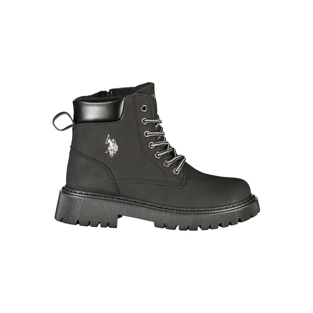 Black Polyester Ankle Boots