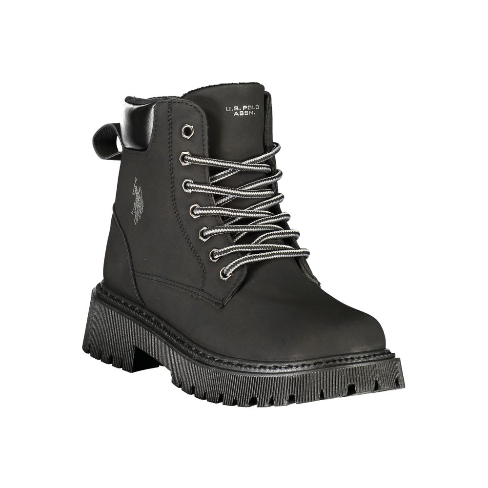 Black Polyester Ankle Boots
