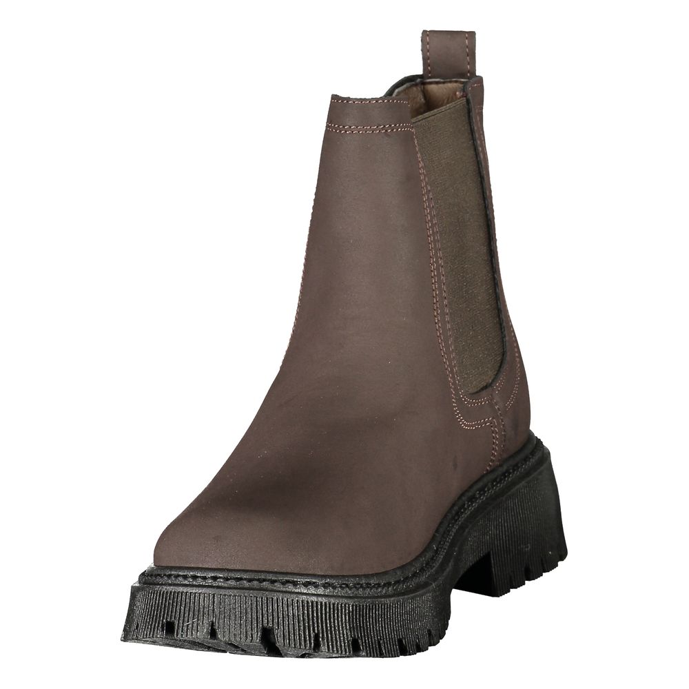 Brown Polyethylene Ankle Boots