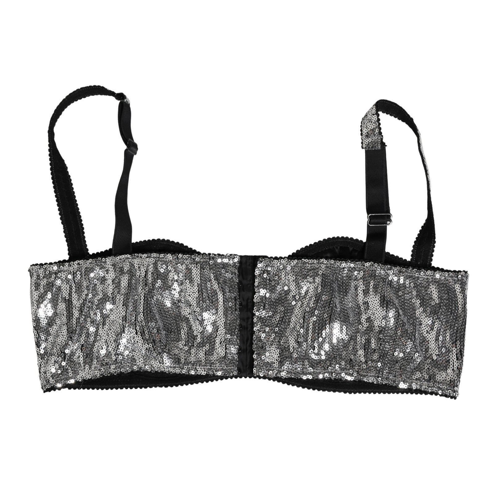 Silver Sequined Nyon Balconnet Bra Underwear