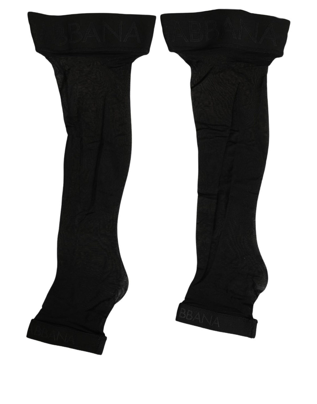 Black Nylon Logo Calf Long Women Accessory Socks